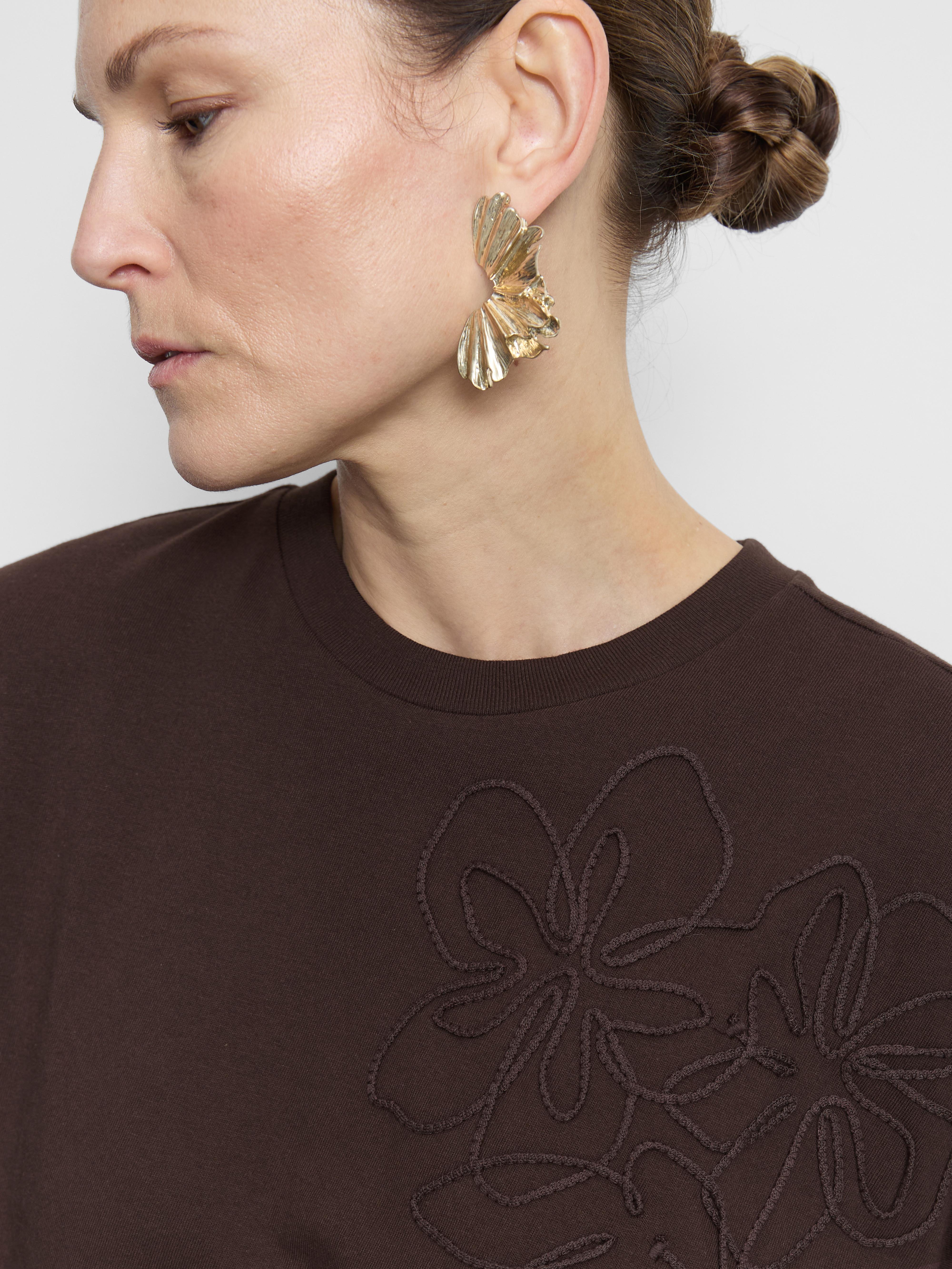 Cotton Embroidered Drop Shoulder Tee