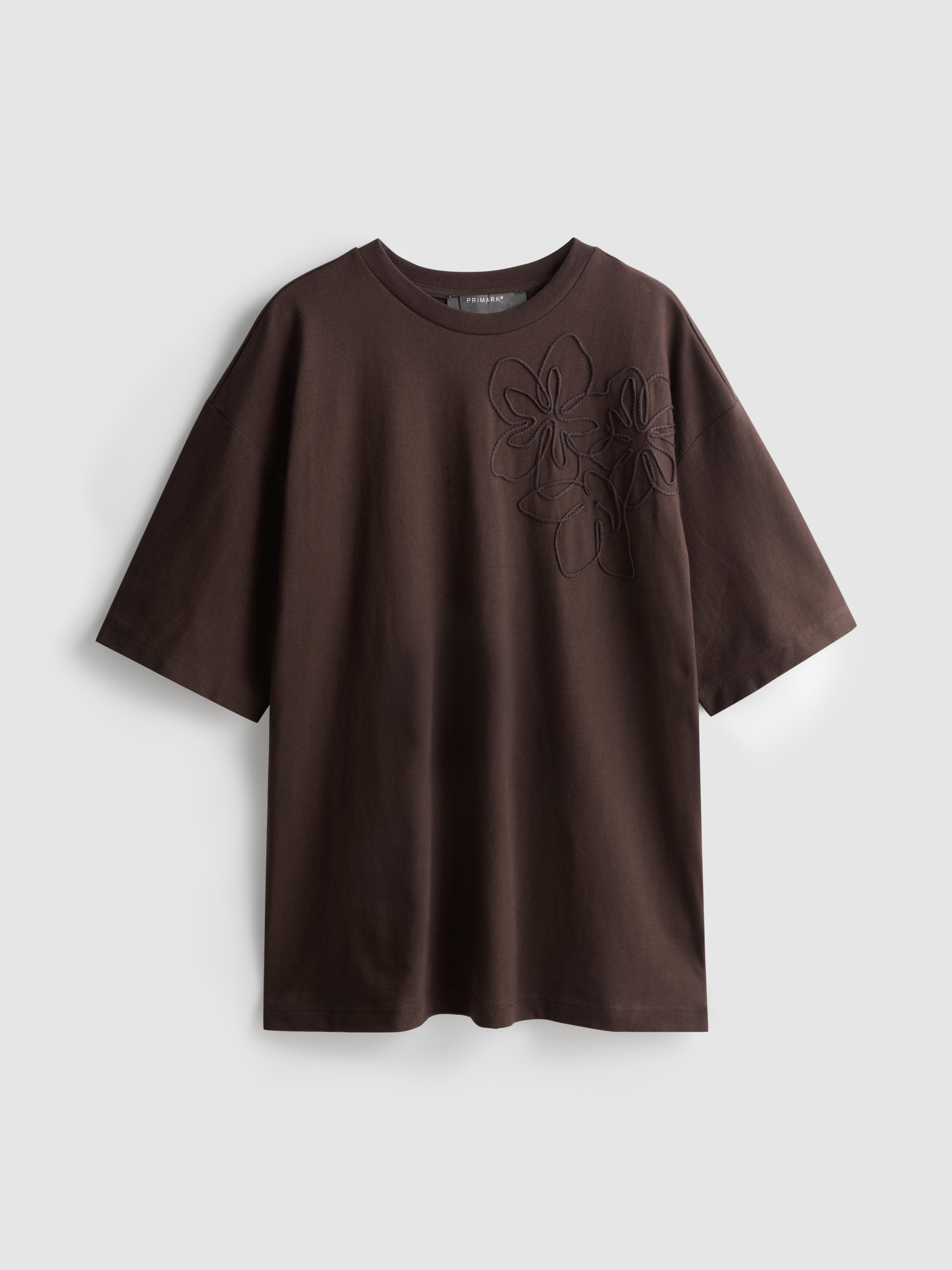 Cotton Embroidered Drop Shoulder Tee