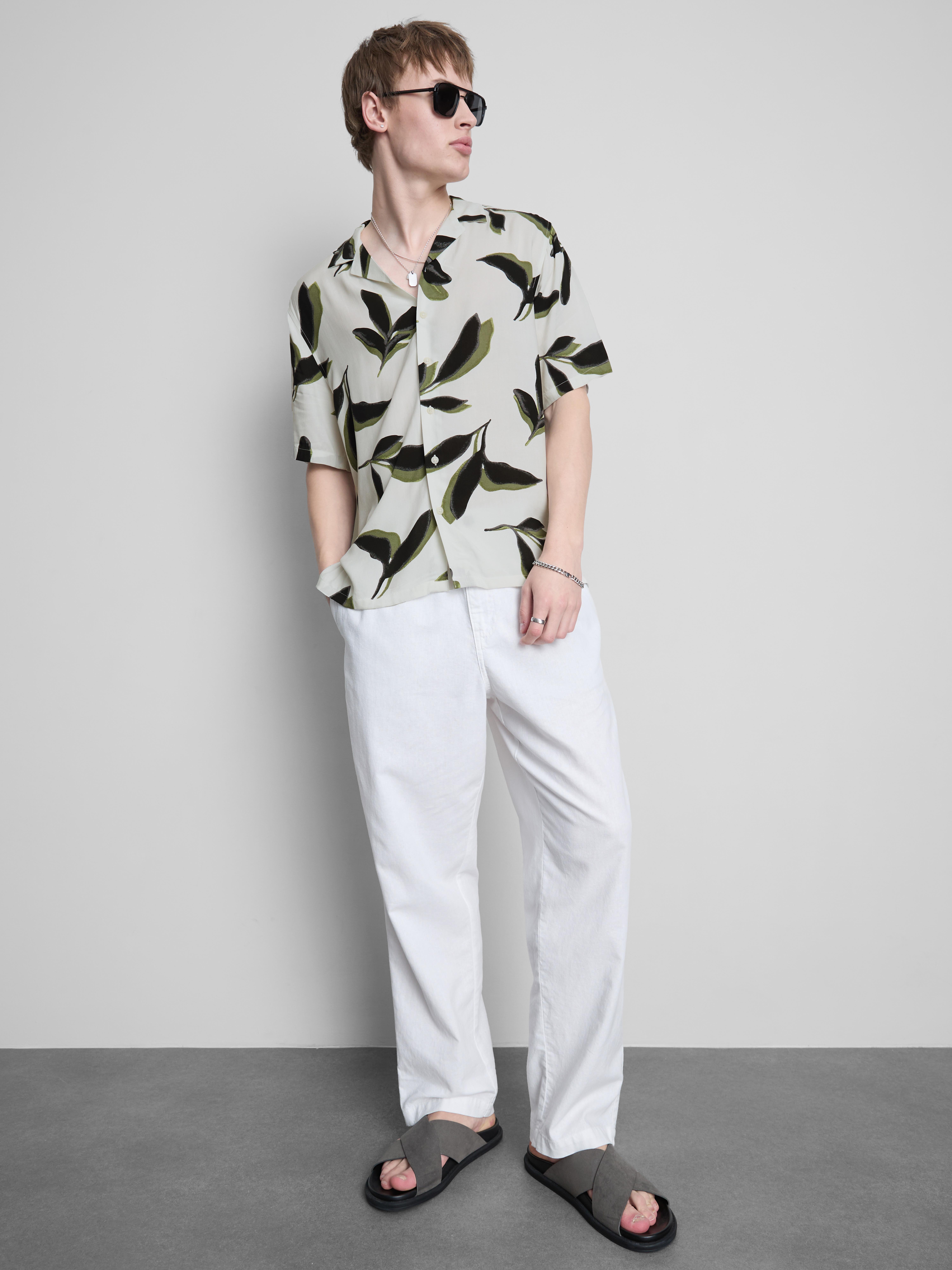 Overhemd met korte mouwen en botanische print