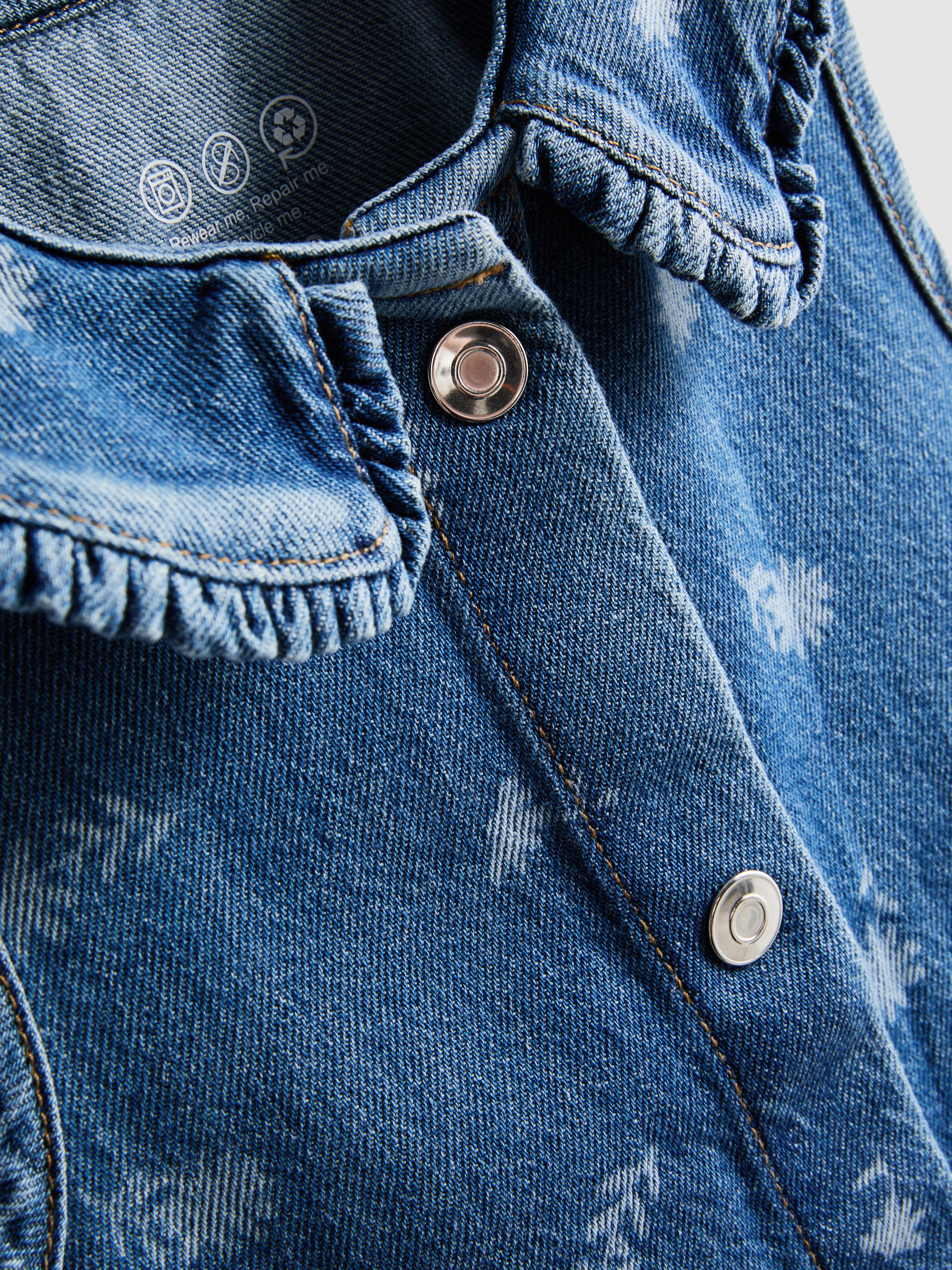 1,5–8 Jahre | Ärmelloses Jeanskleid mit Blumenmuster und Kragen