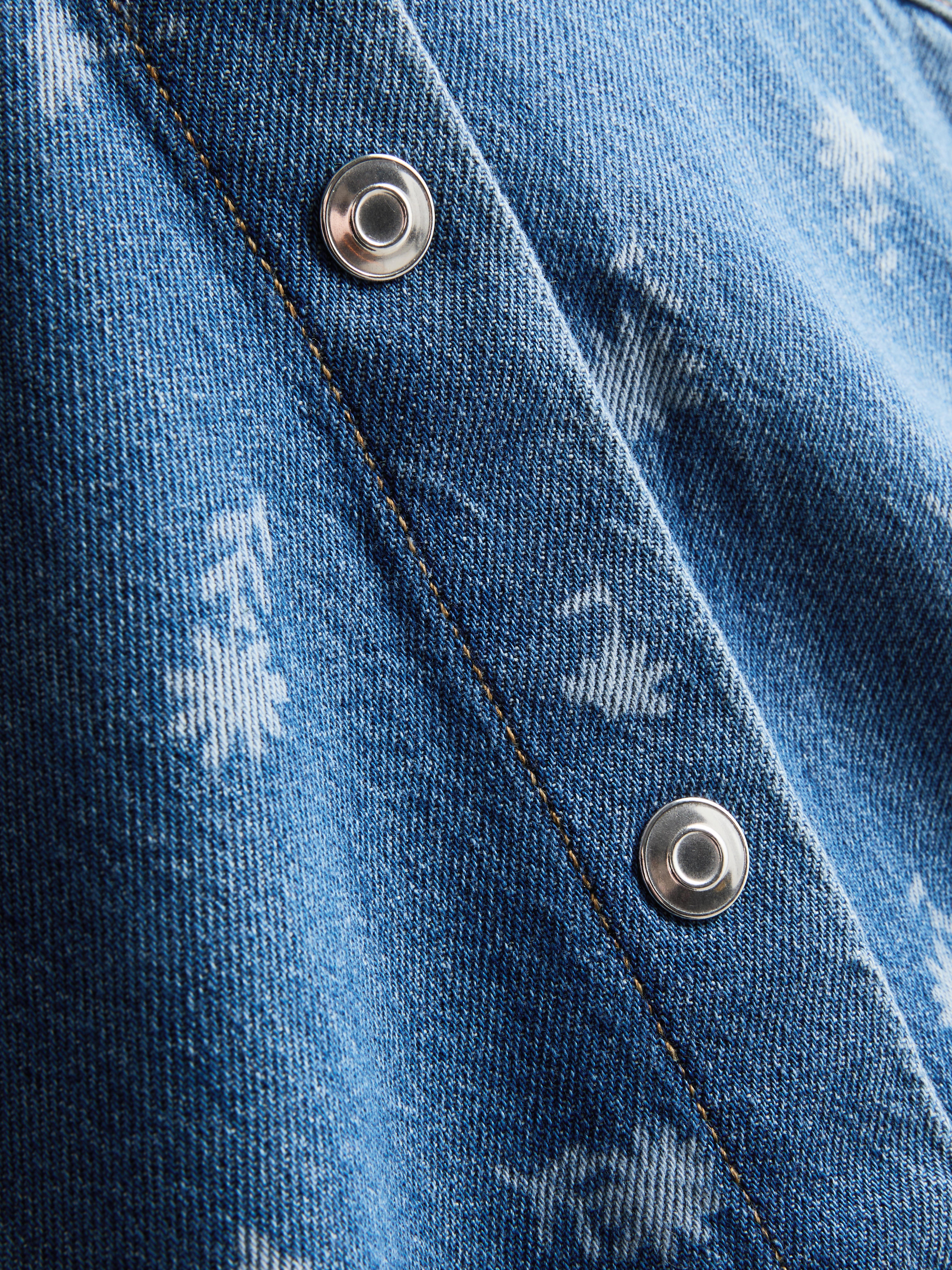 1,5–8 Jahre | Ärmelloses Jeanskleid mit Blumenmuster und Kragen