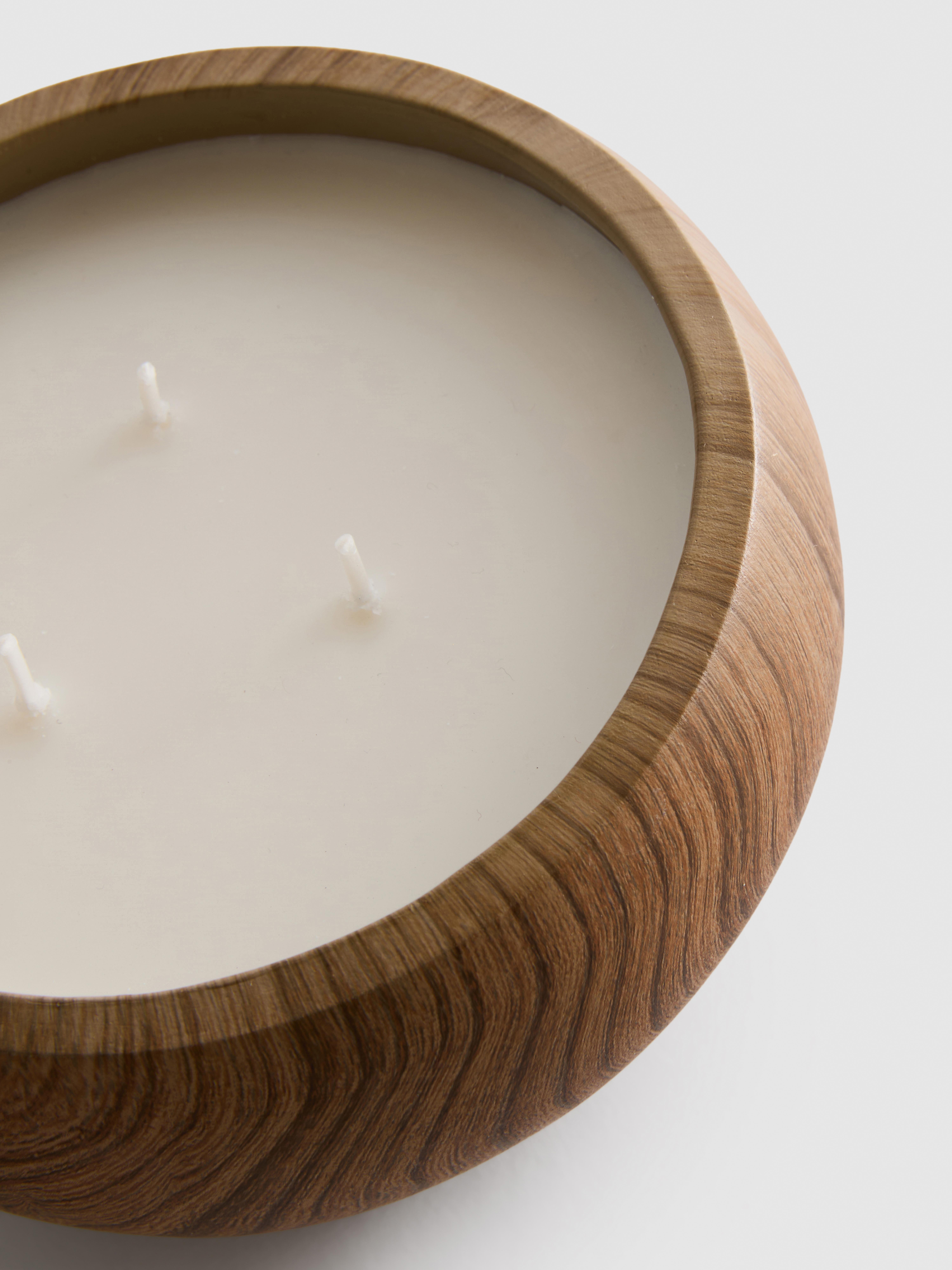 Vela de tres mechas con efecto madera