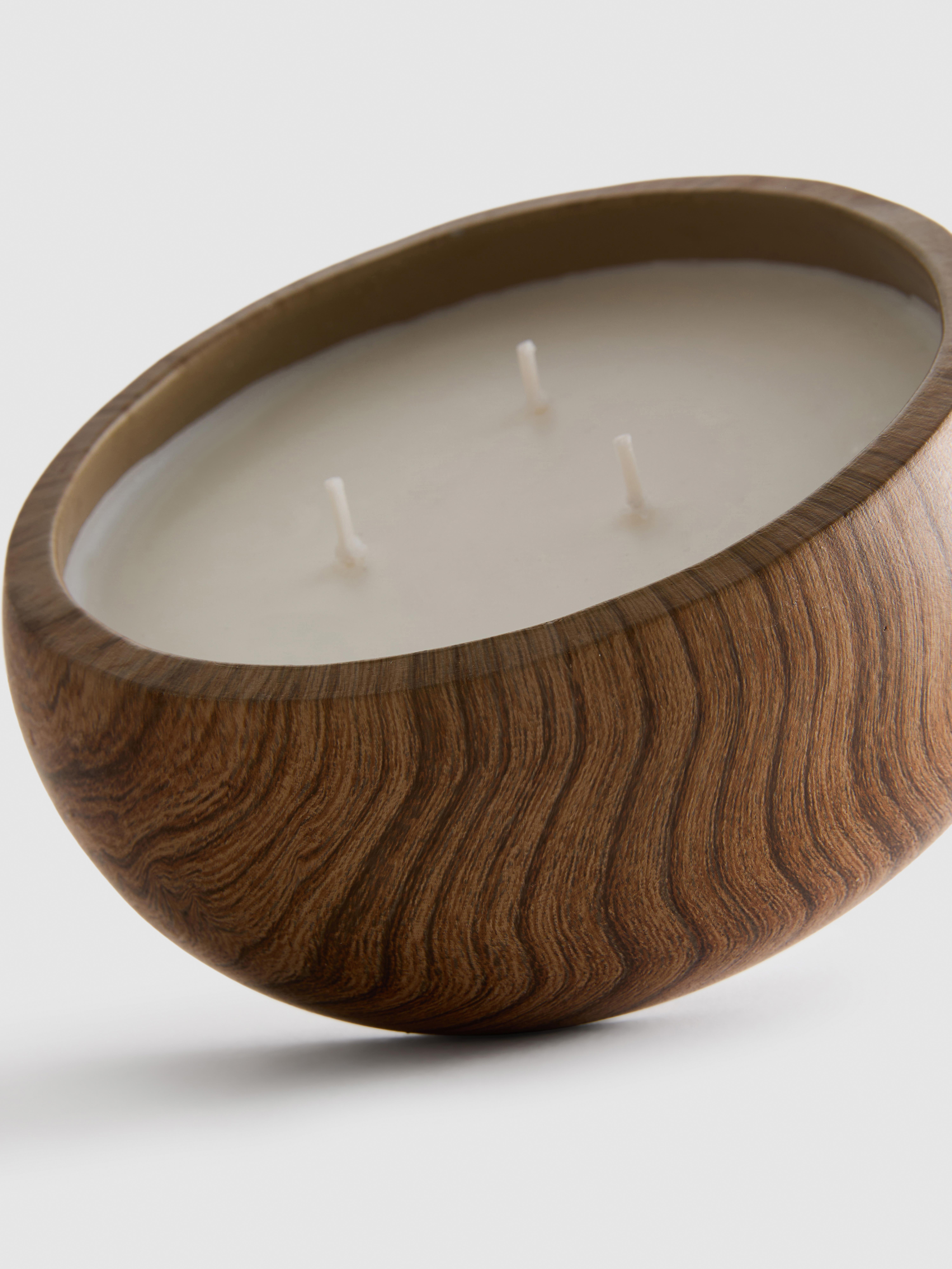 Vela de tres mechas con efecto madera