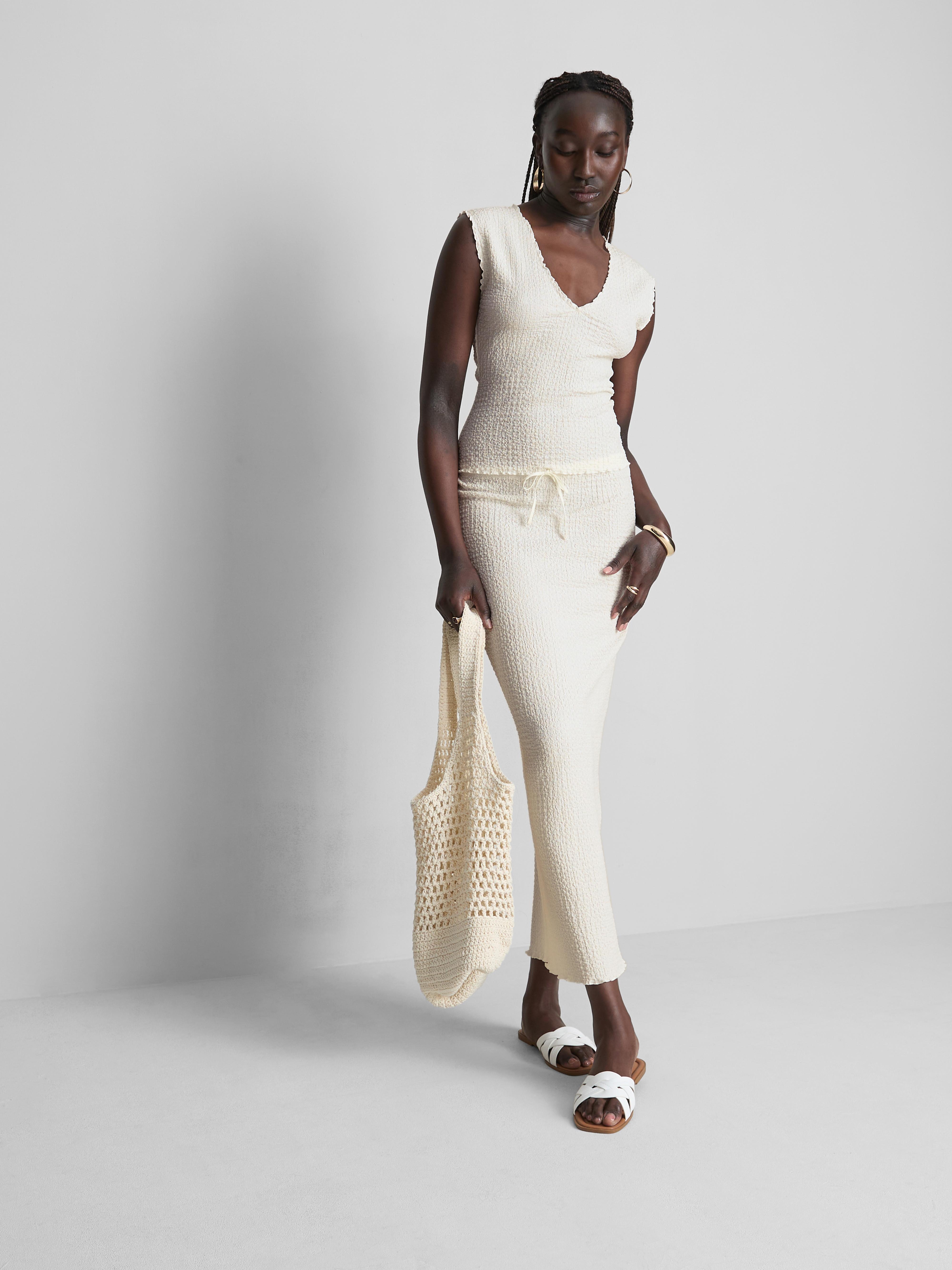 Tanktop met V-hals en textuur