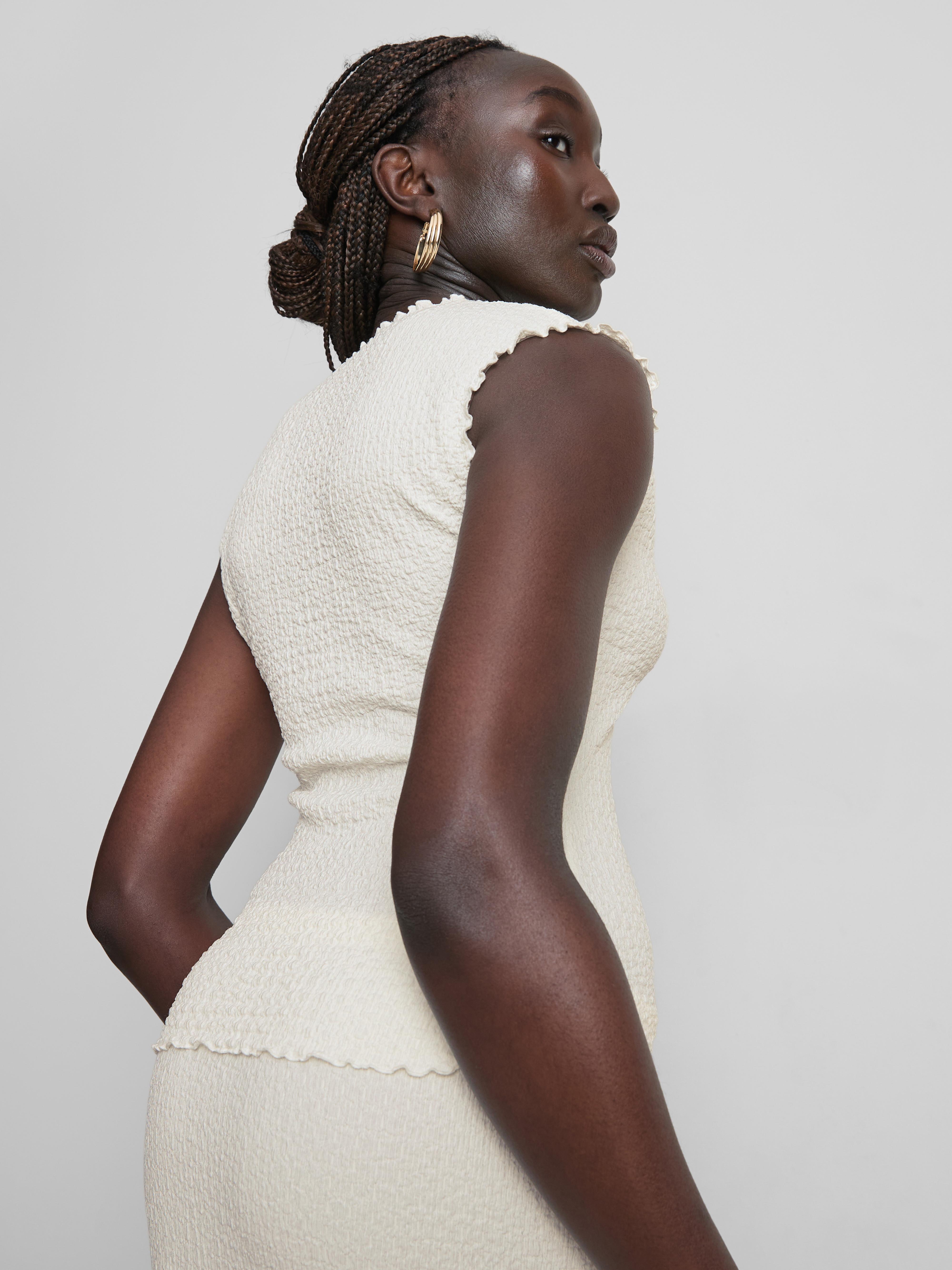 Textured V-Neck Tank Top