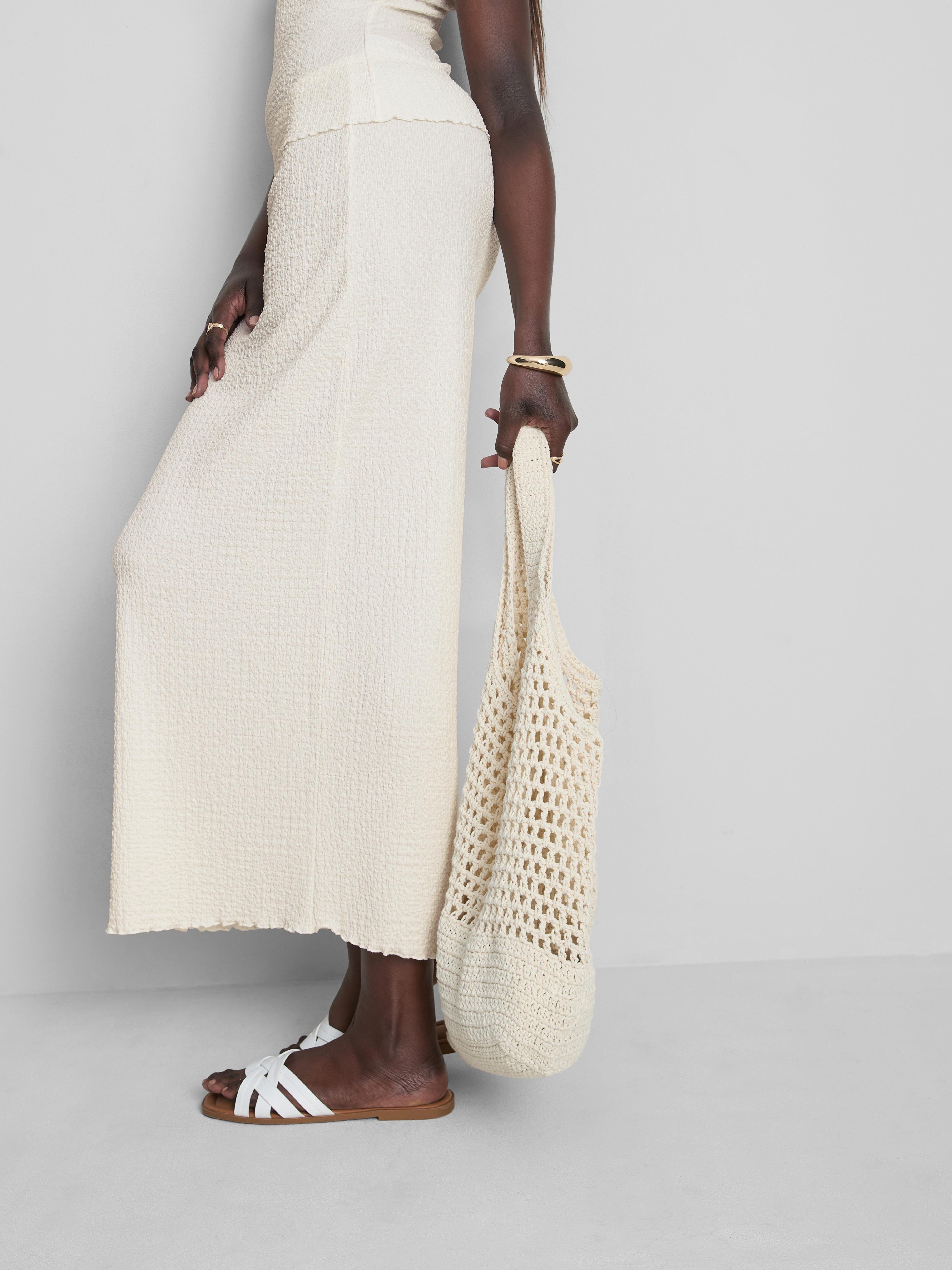 Textured Drawstring Maxi Skirt