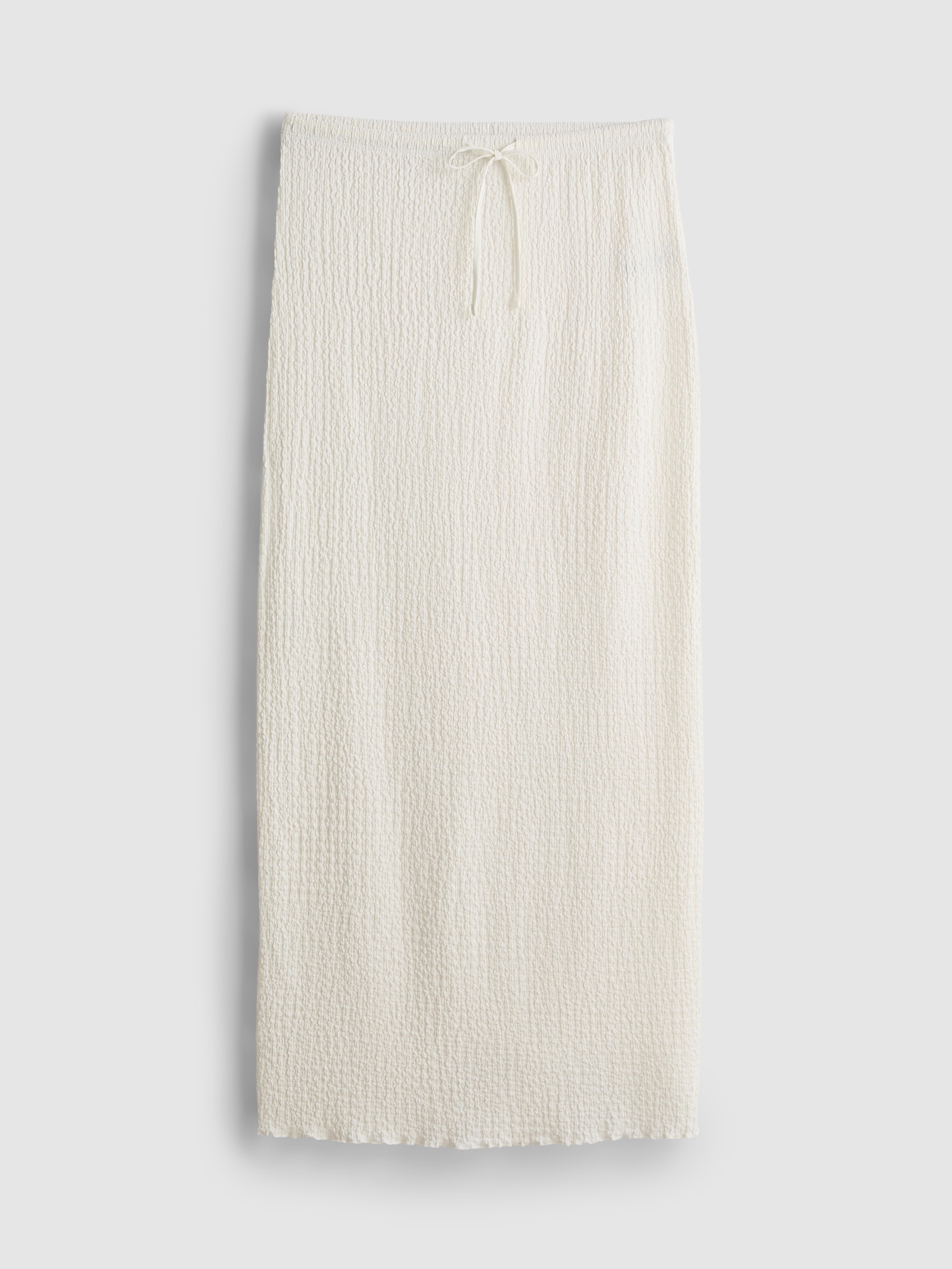 Textured Drawstring Maxi Skirt