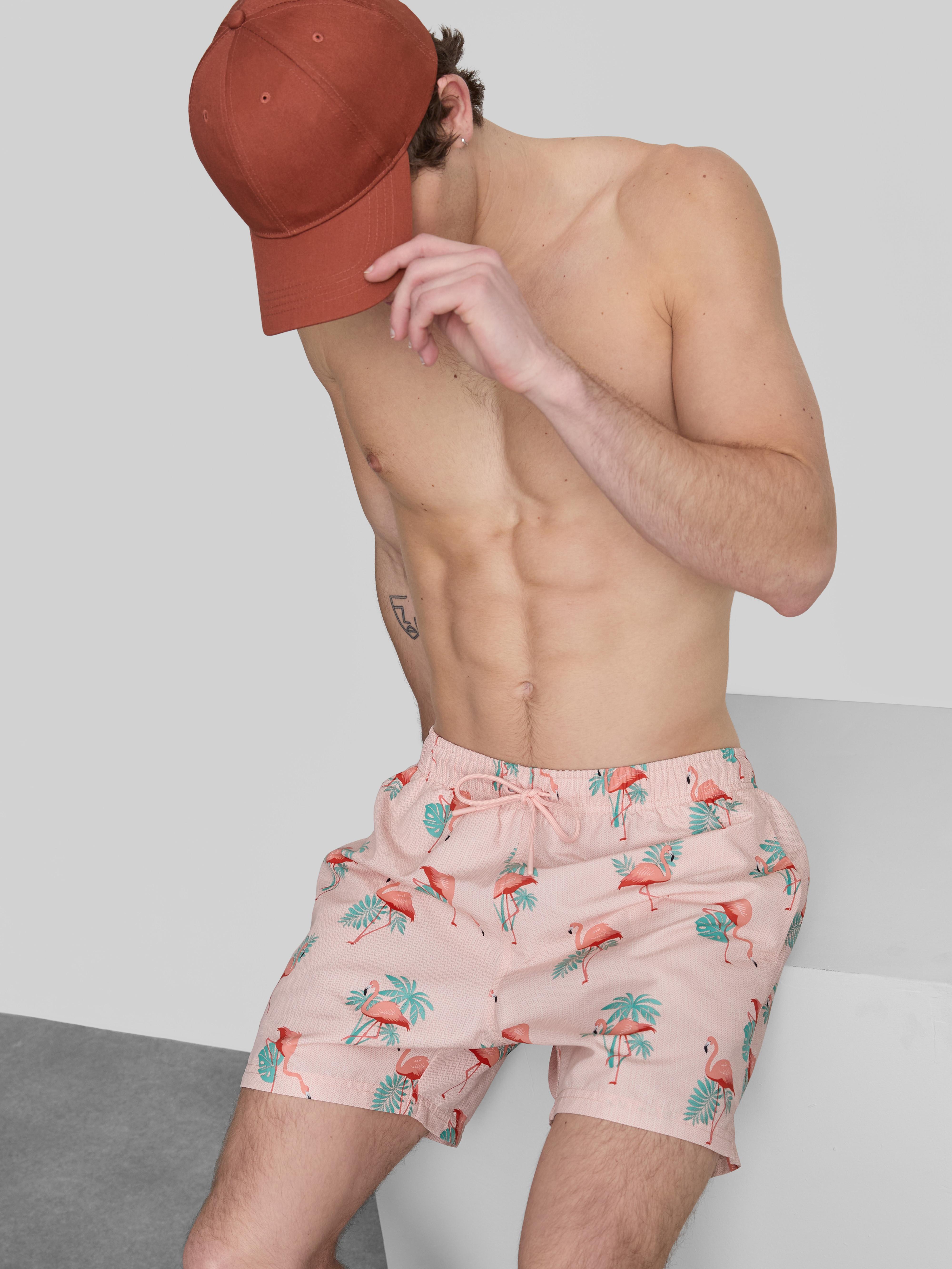 Textured Flamingo Swimming Shorts