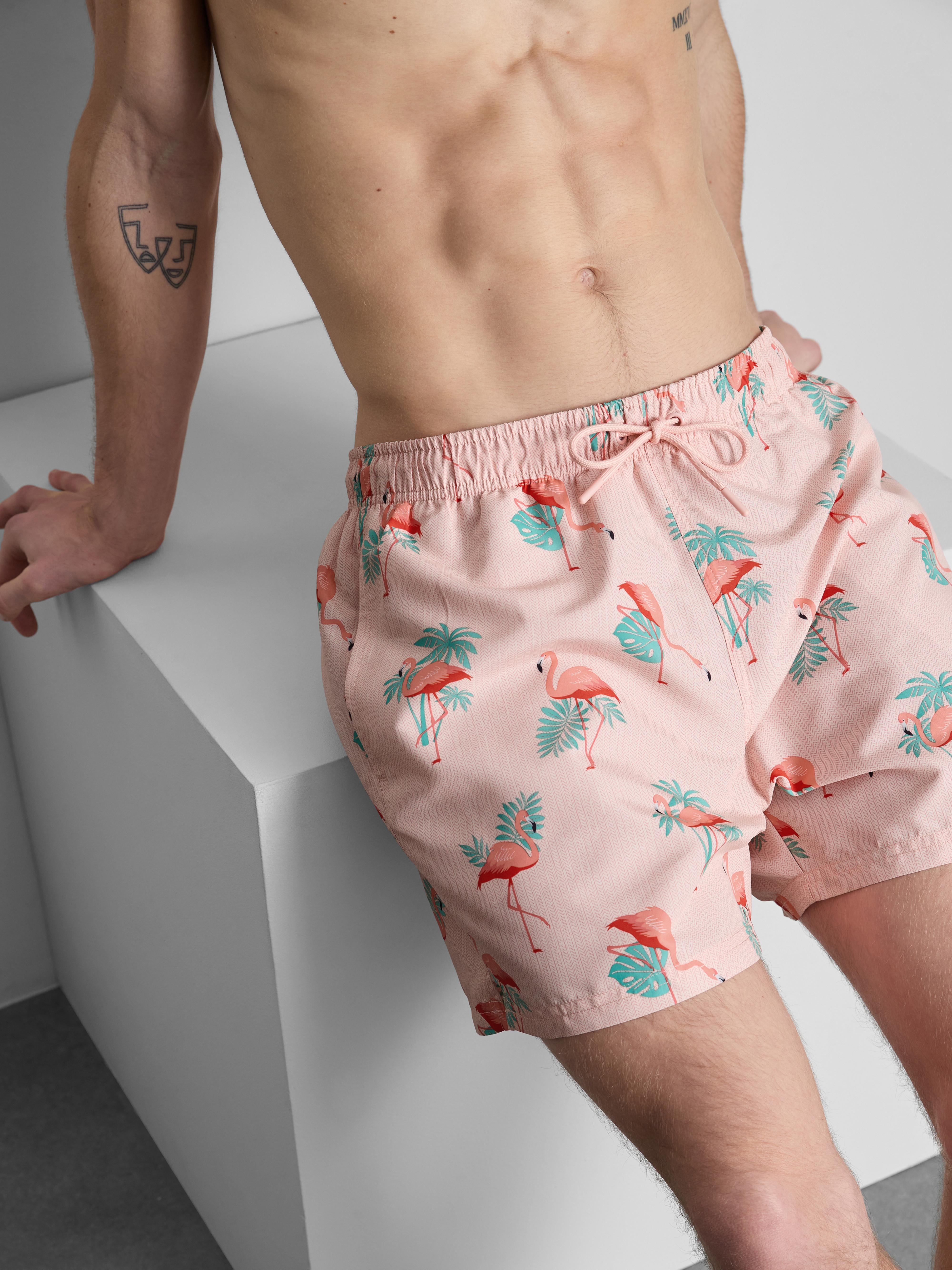 Textured Flamingo Swimming Shorts