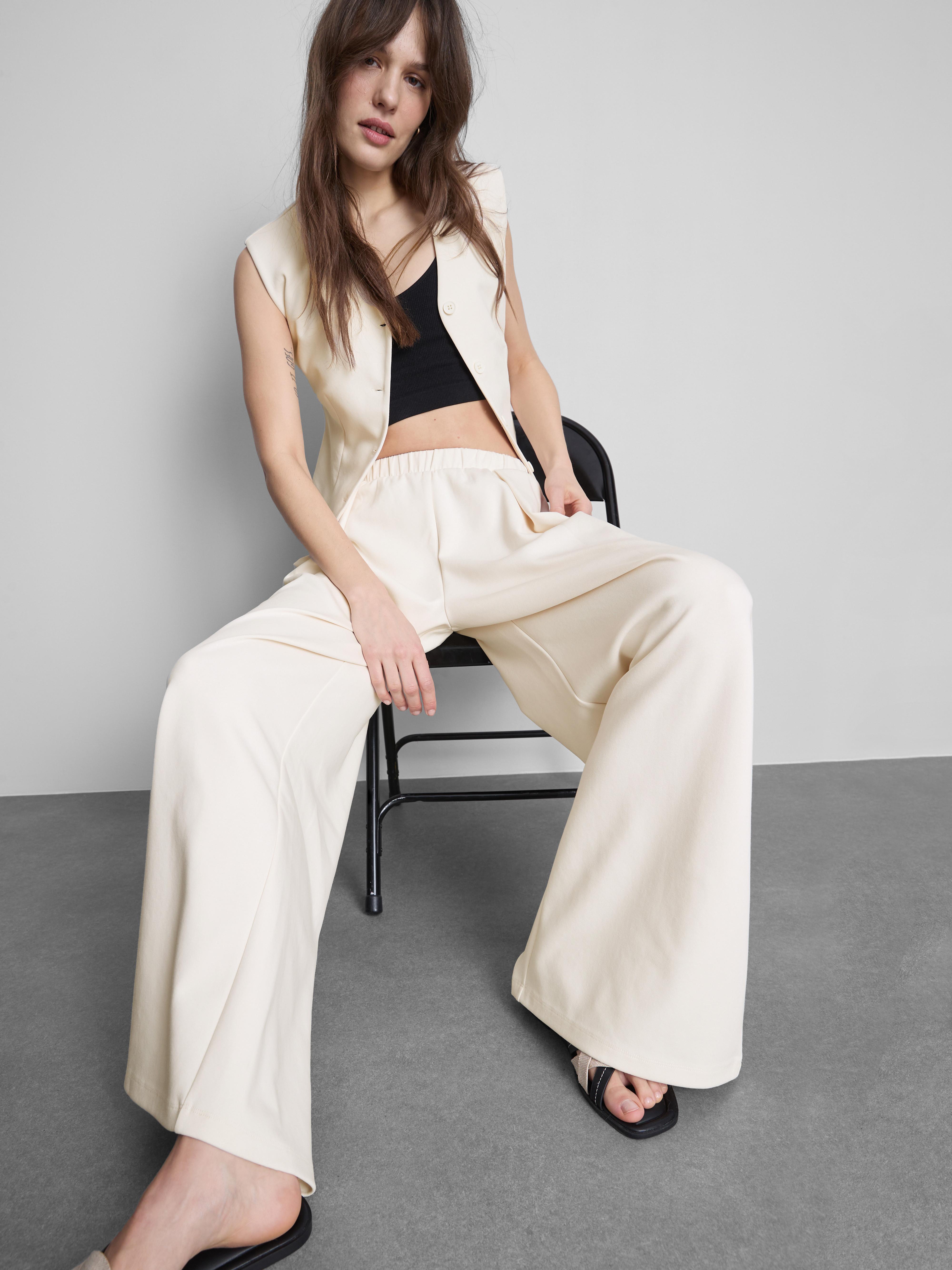 Cotton Blend Wide Leg Joggers