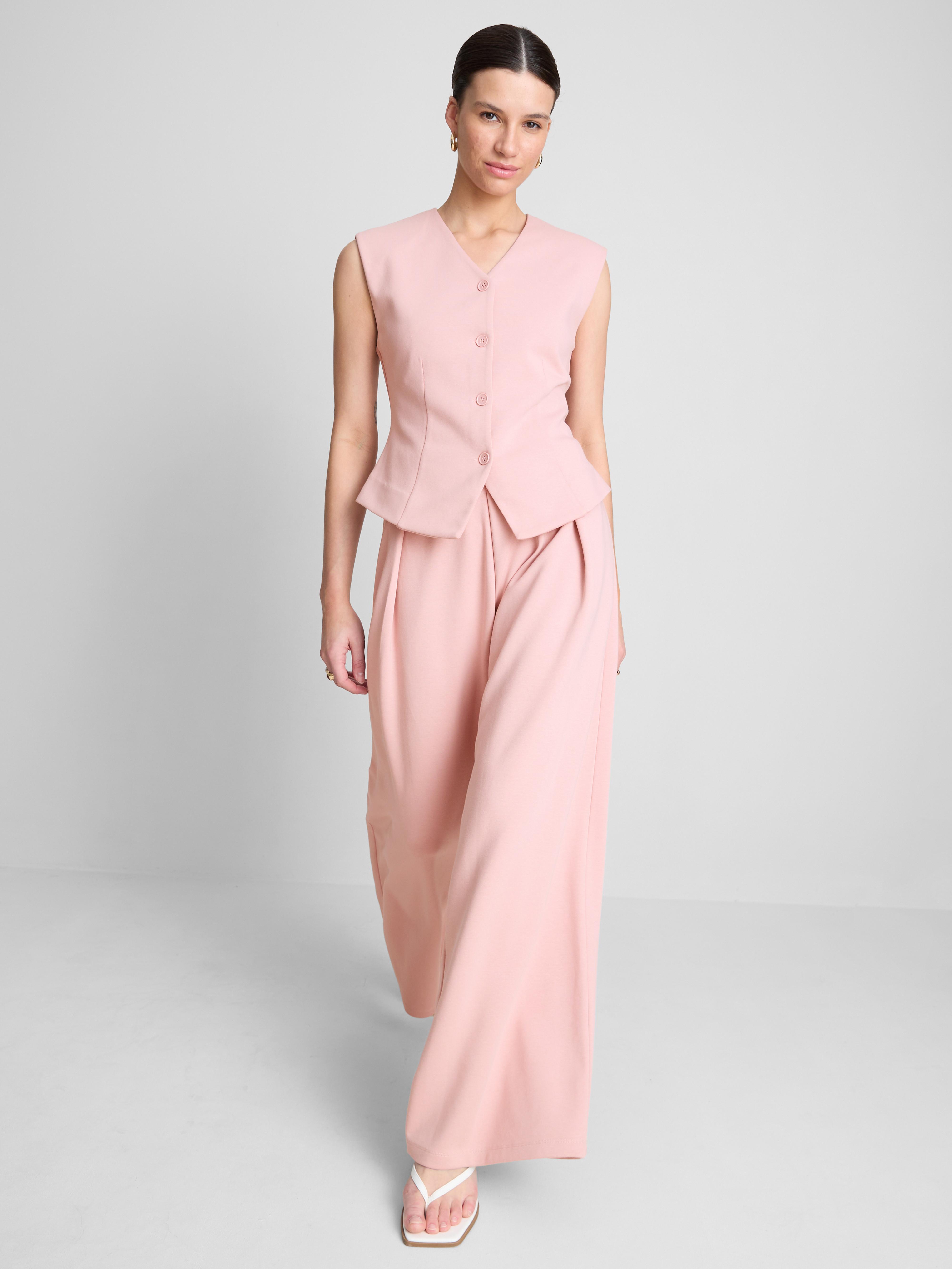 Joggingbroek van katoenmix met wijde pijpen