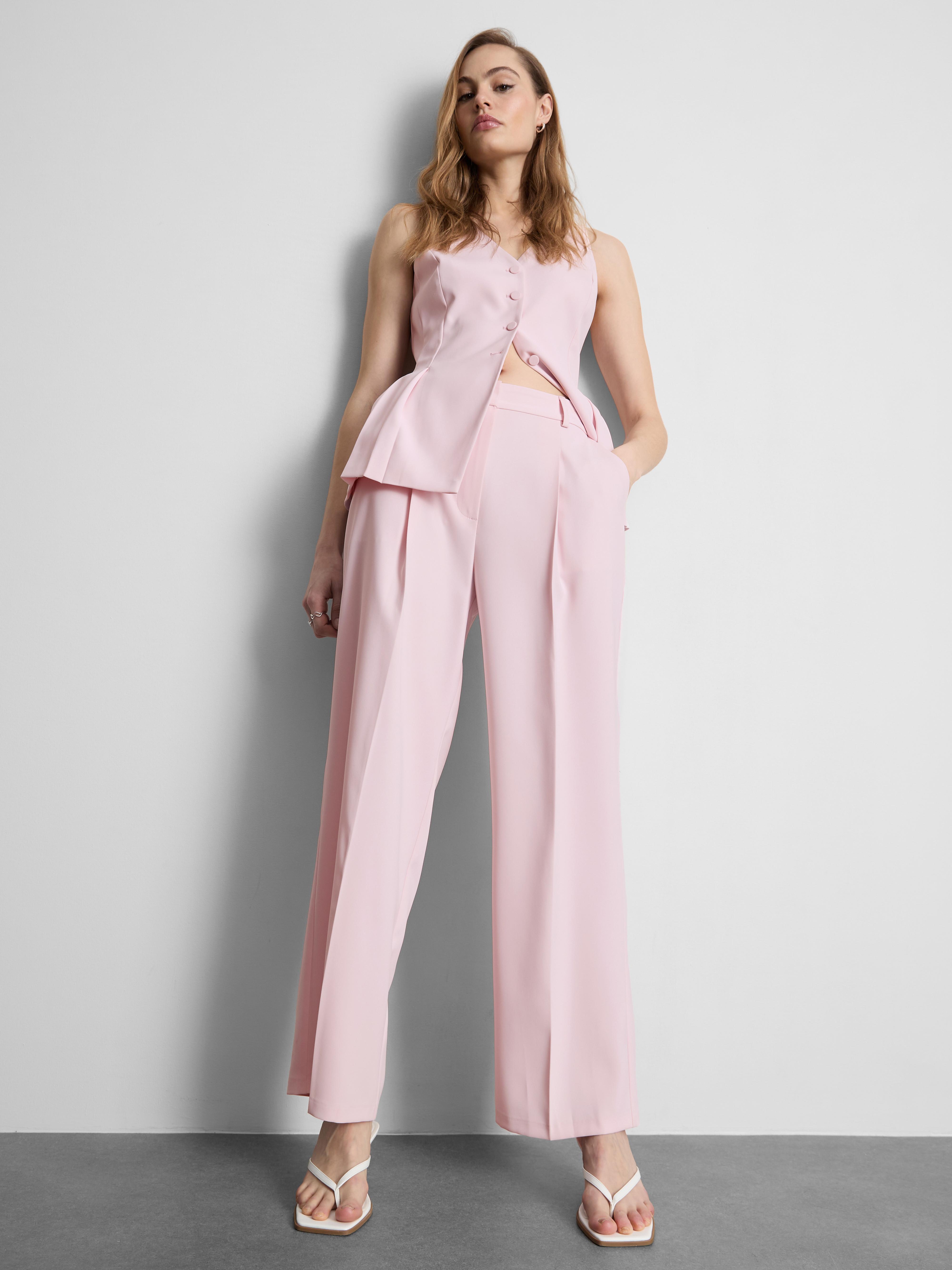 Lila Pleated Straight-Leg Pants