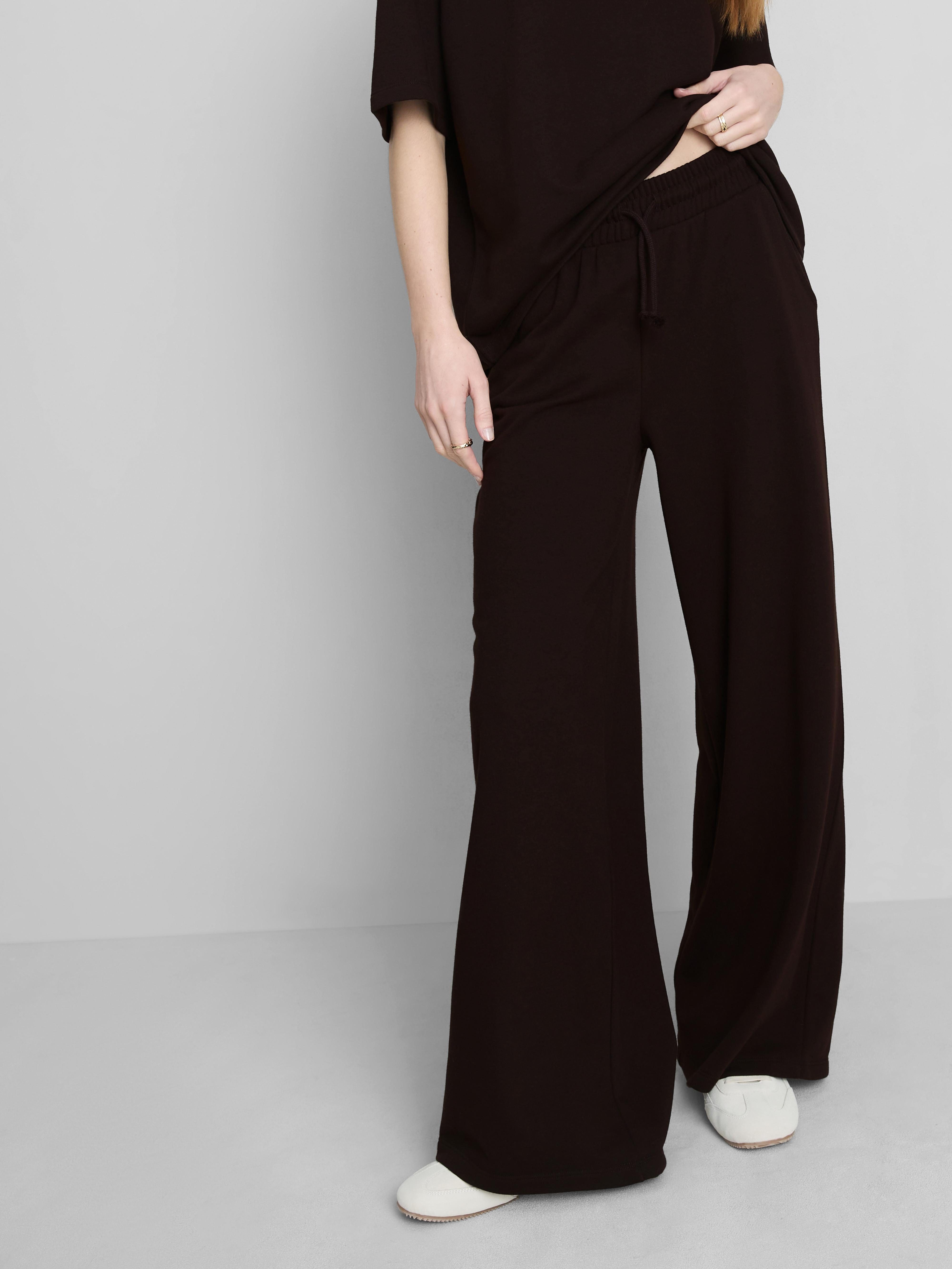 Pantaloni casual largi bogați în bumbac