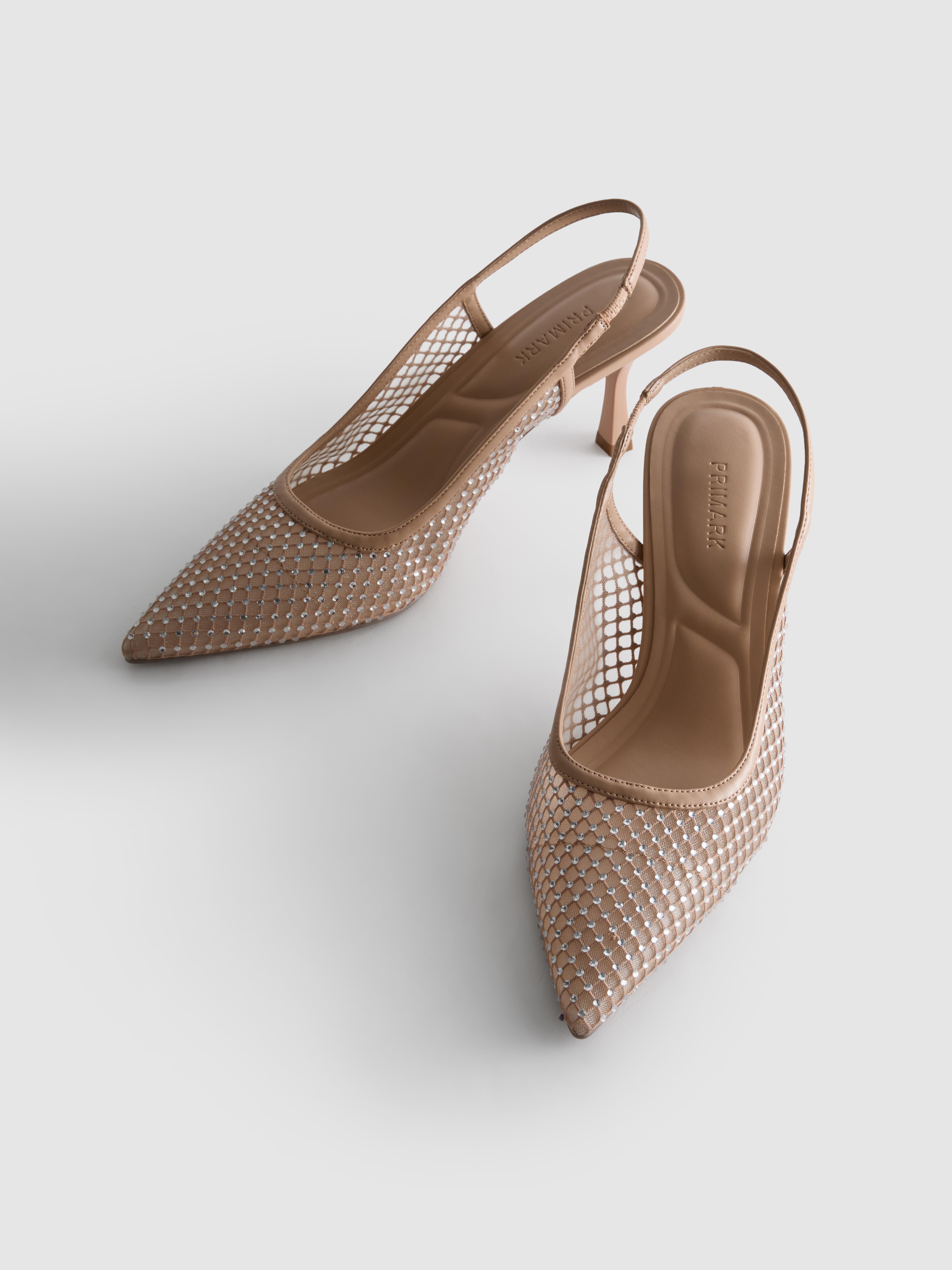 Diamanté Mesh Slingback Heels