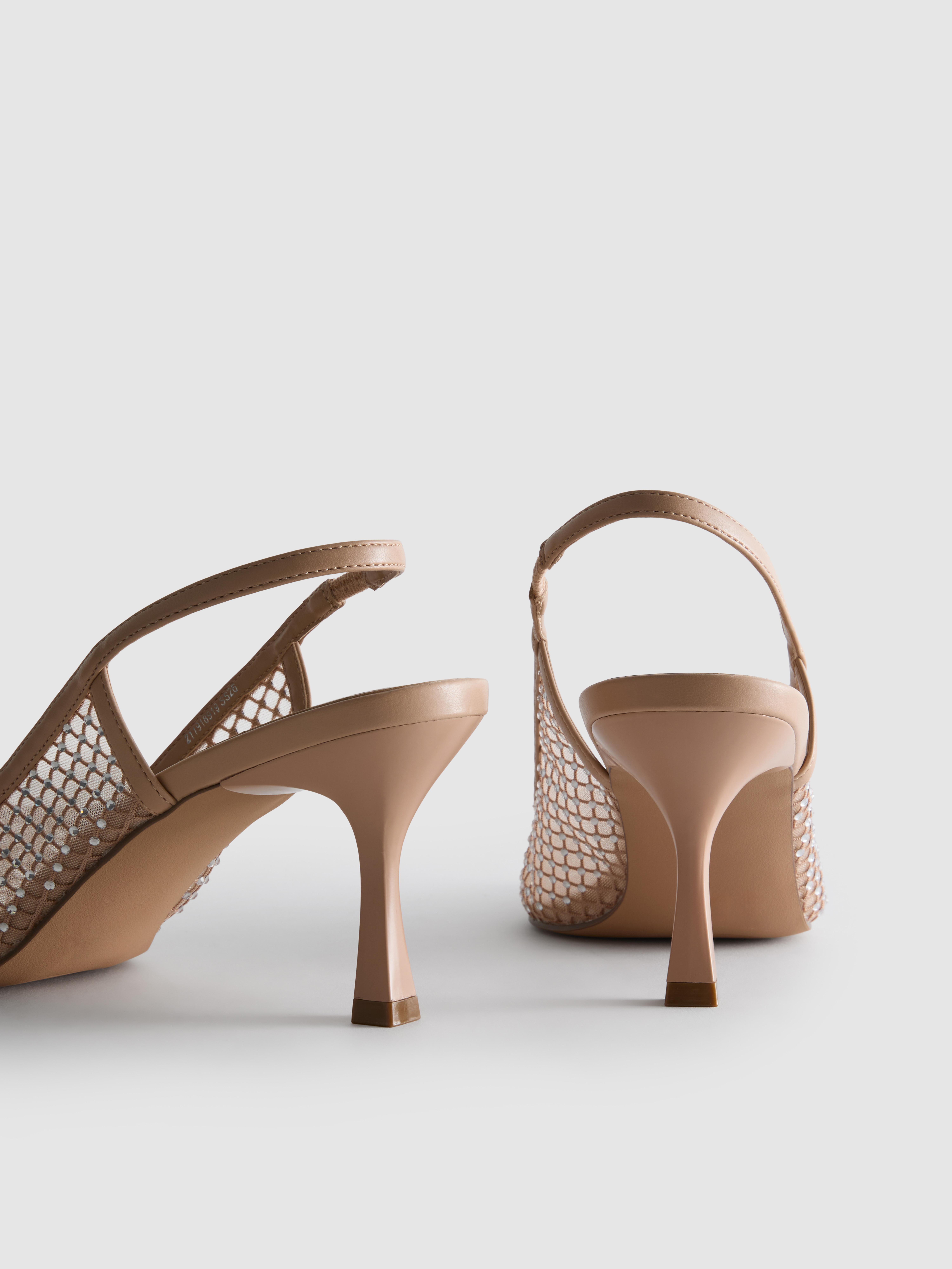Diamanté Mesh Slingback Heels