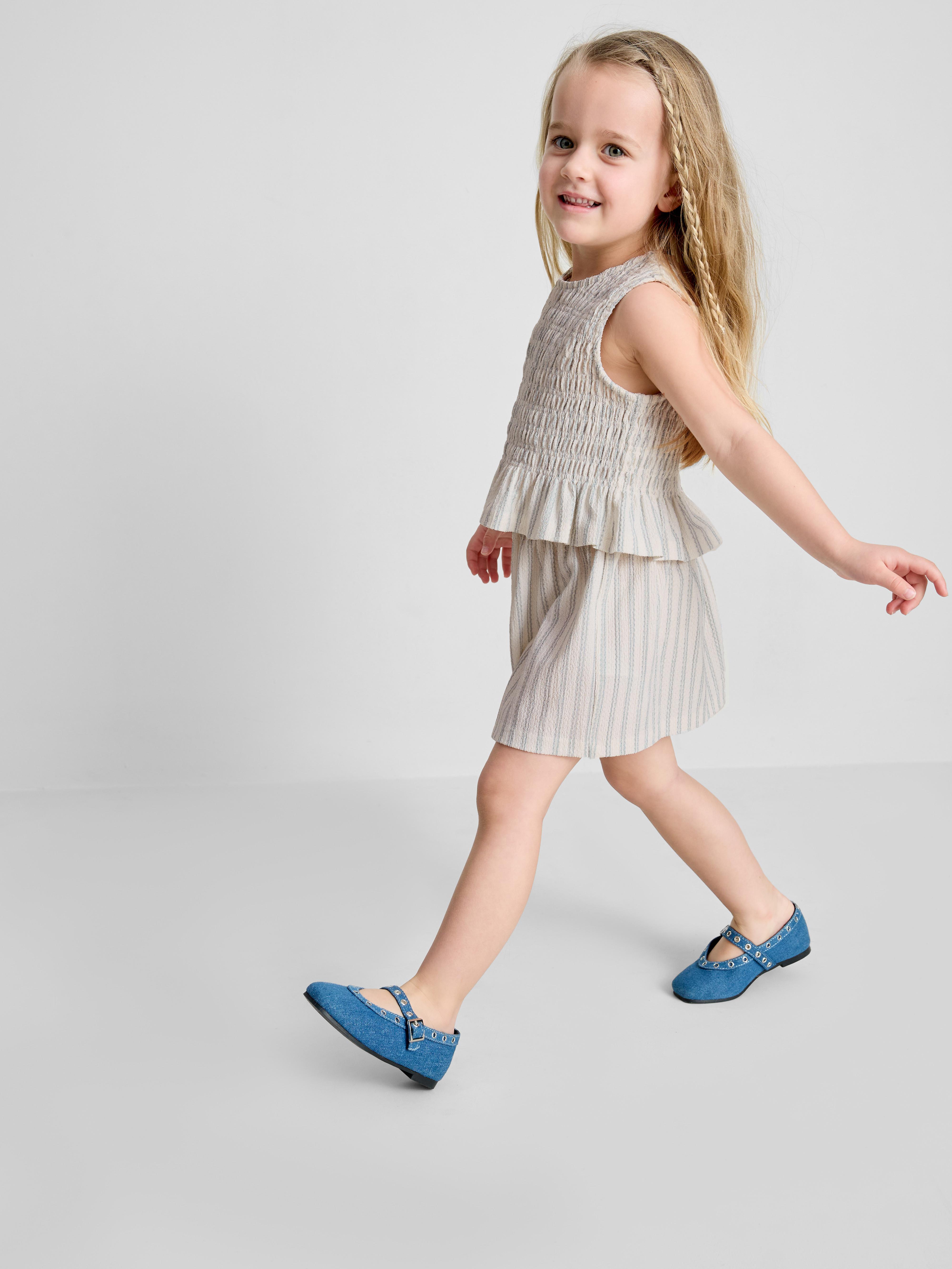 1.5-8yrs | Stripe Shirred Peplum Top and Skirt Set