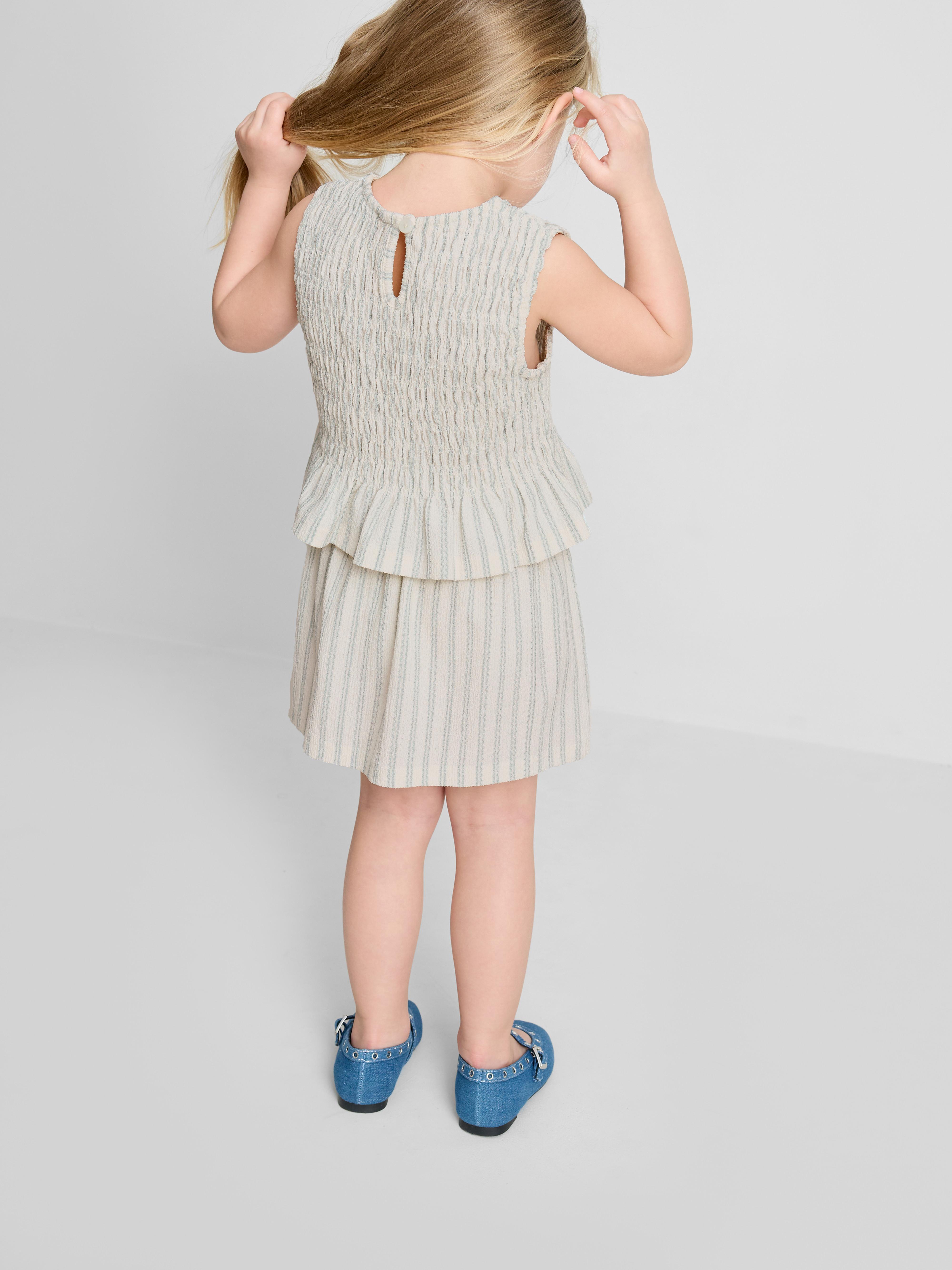 1.5-8yrs | Stripe Shirred Peplum Top and Skirt Set