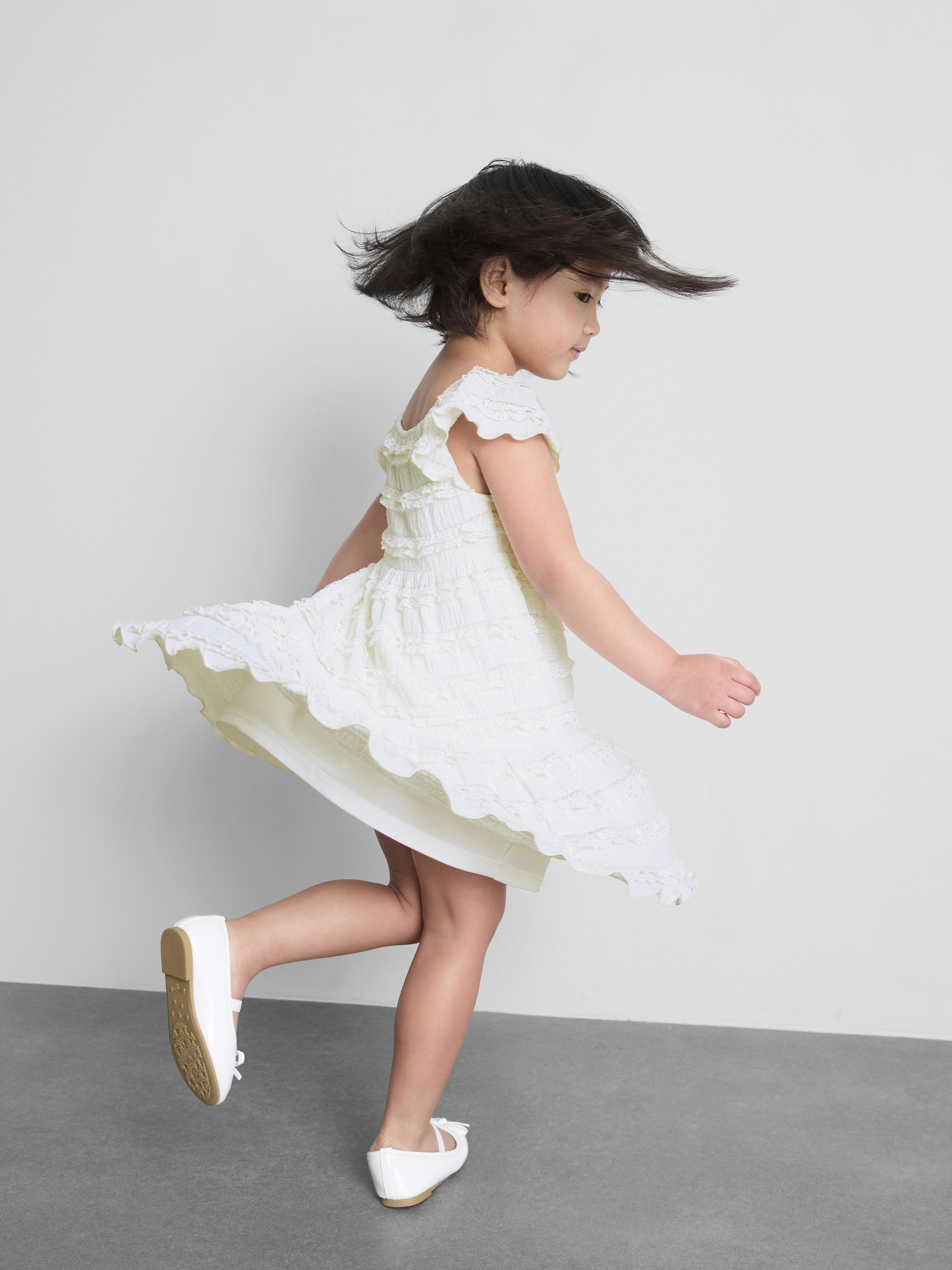 Girls White 1.5-8yrs | Lace Square Neck Smock Dress | Primark