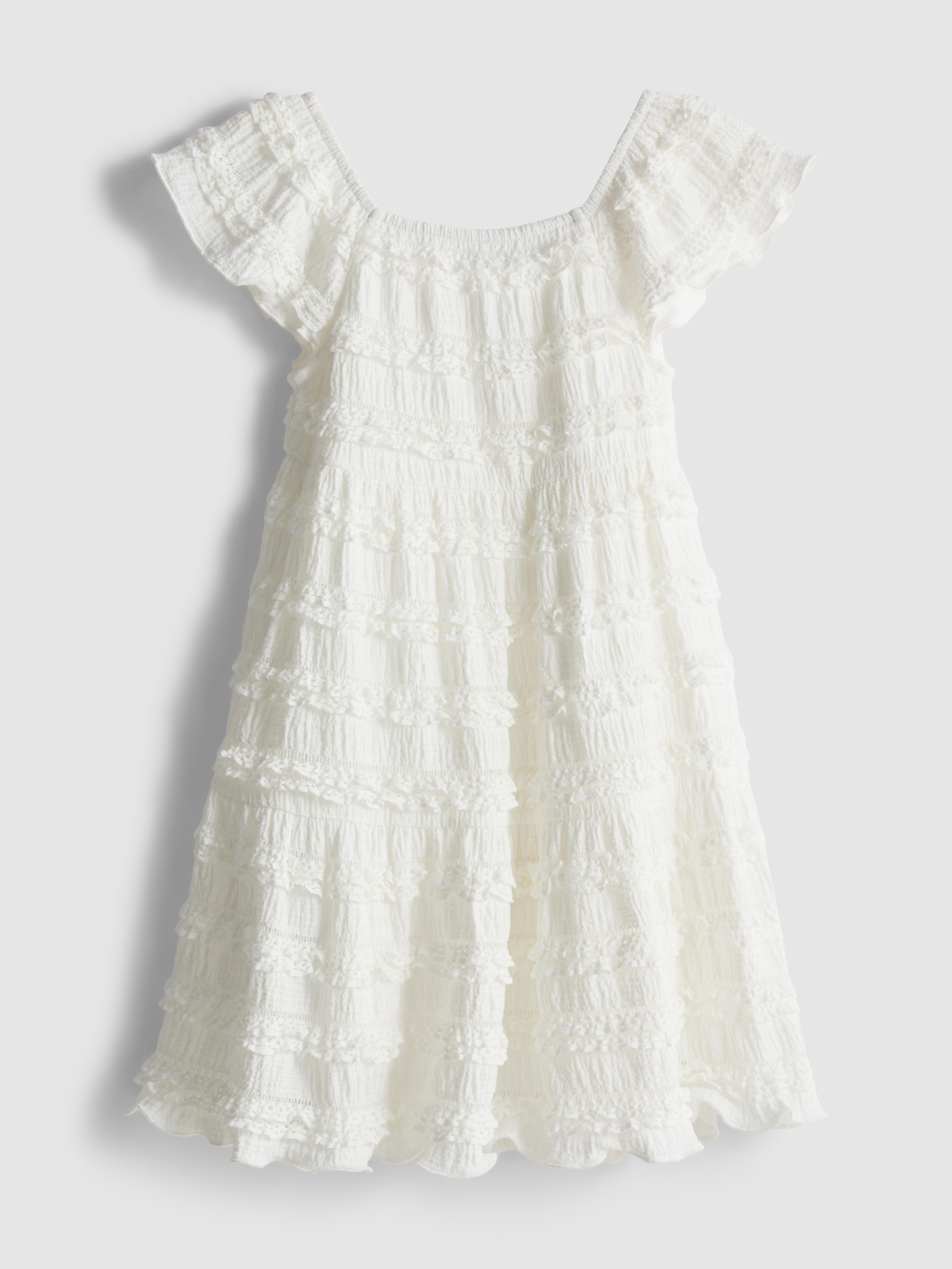 Girls White 1.5-8yrs | Lace Square Neck Smock Dress | Primark