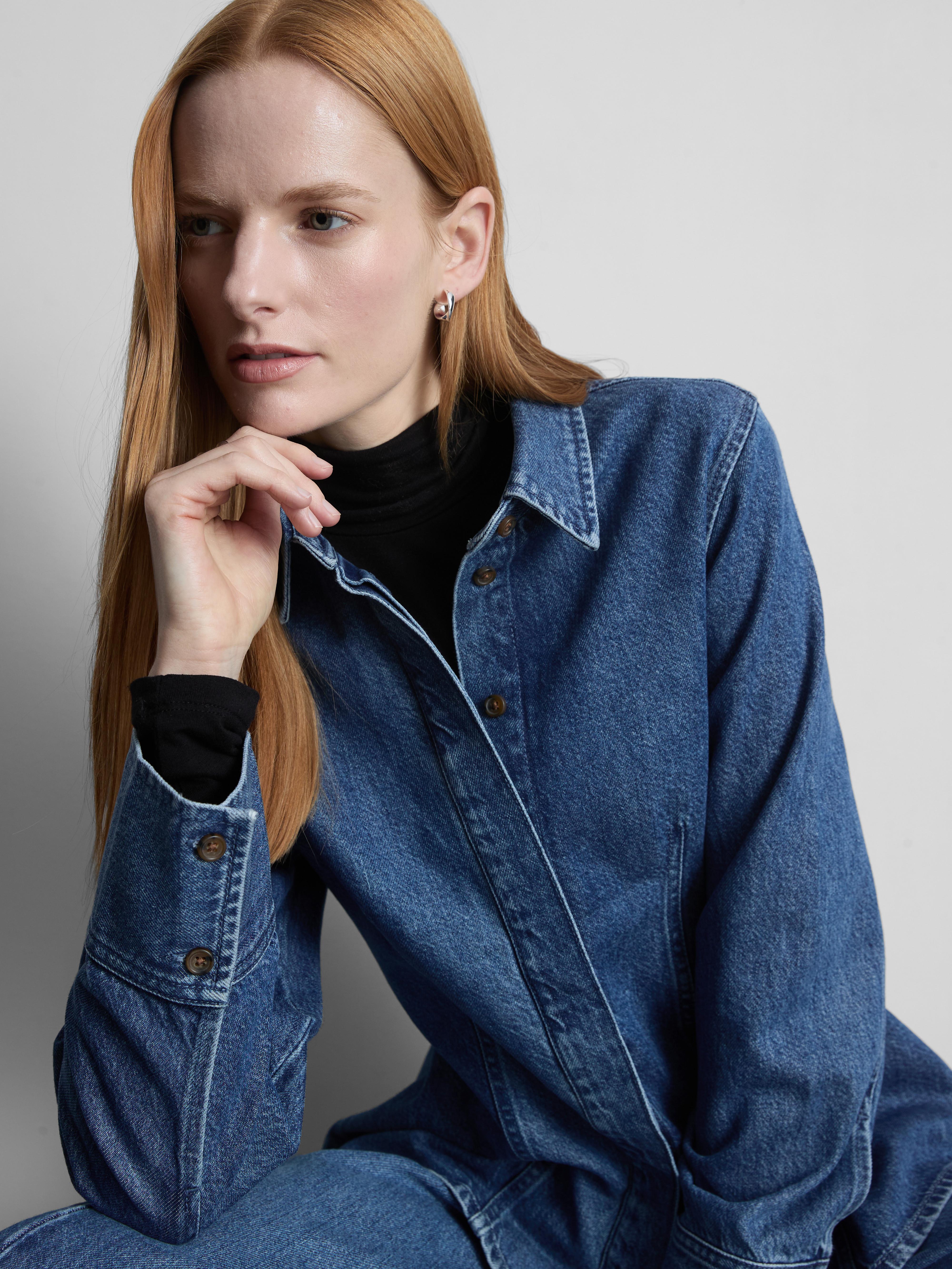 Fitted Cotton-Blend Denim Button-Up Shirt