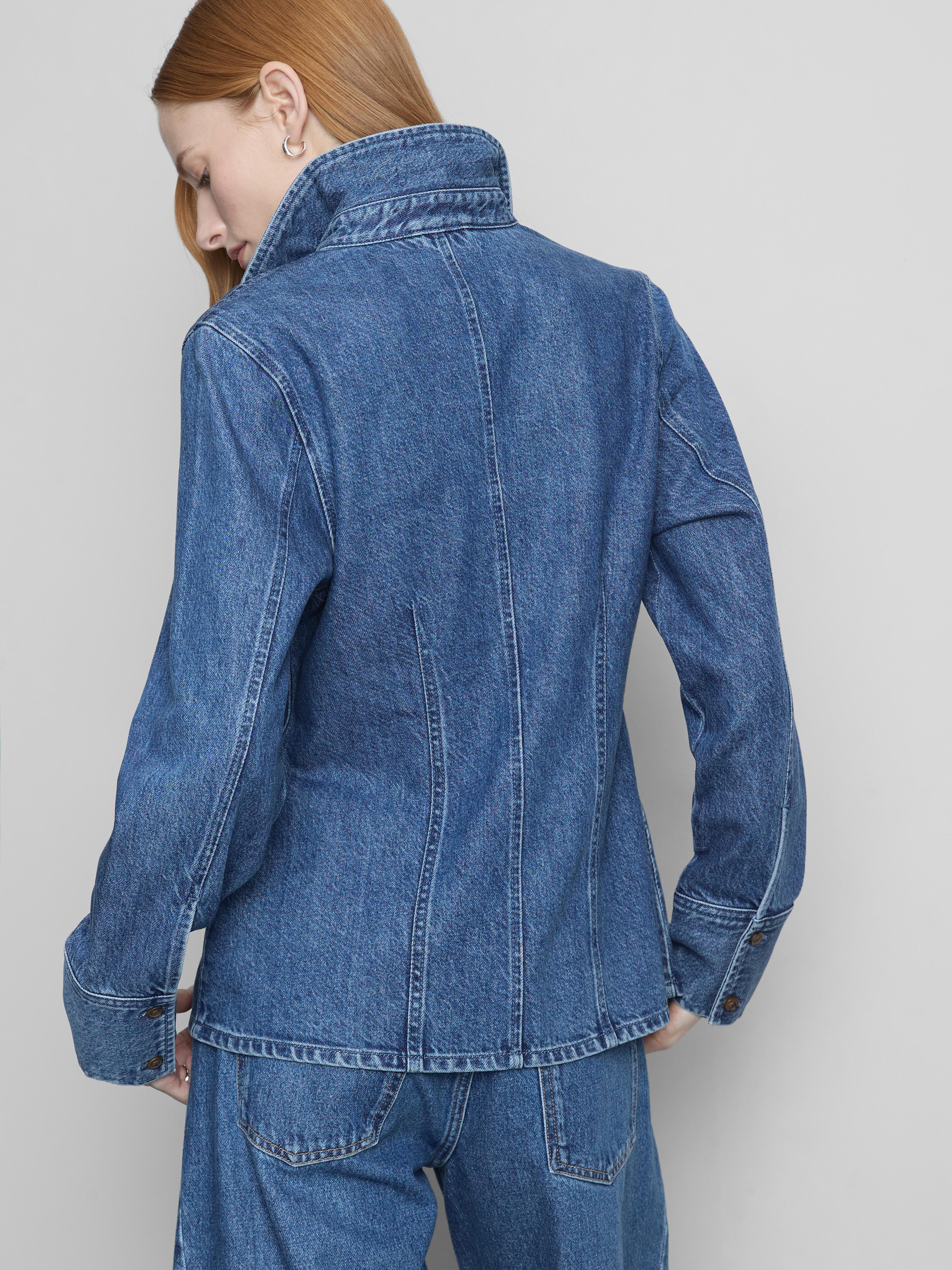 Fitted Cotton-Blend Denim Button-Up Shirt