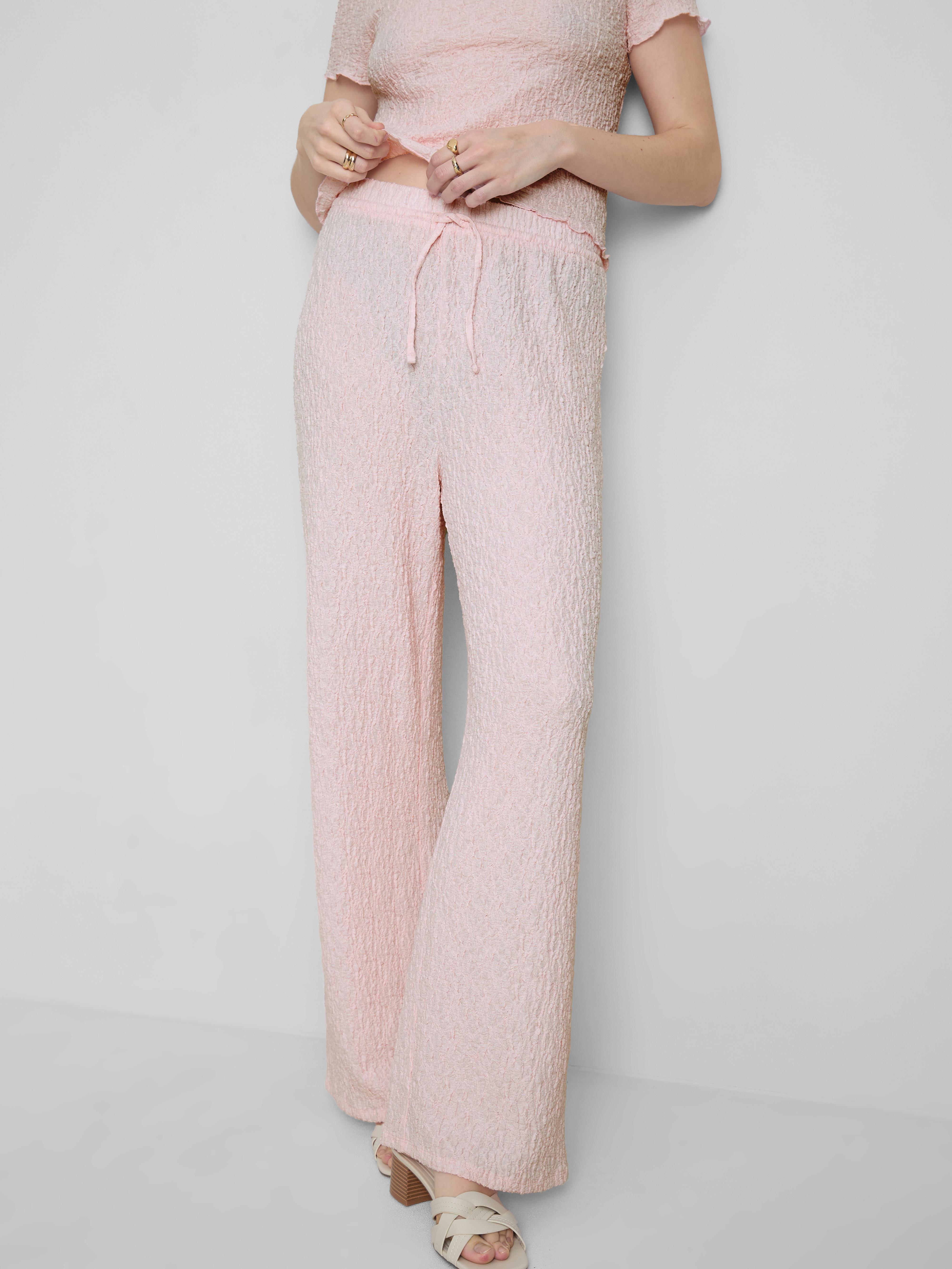 Crinkle Straight-Leg Drawstring Pants