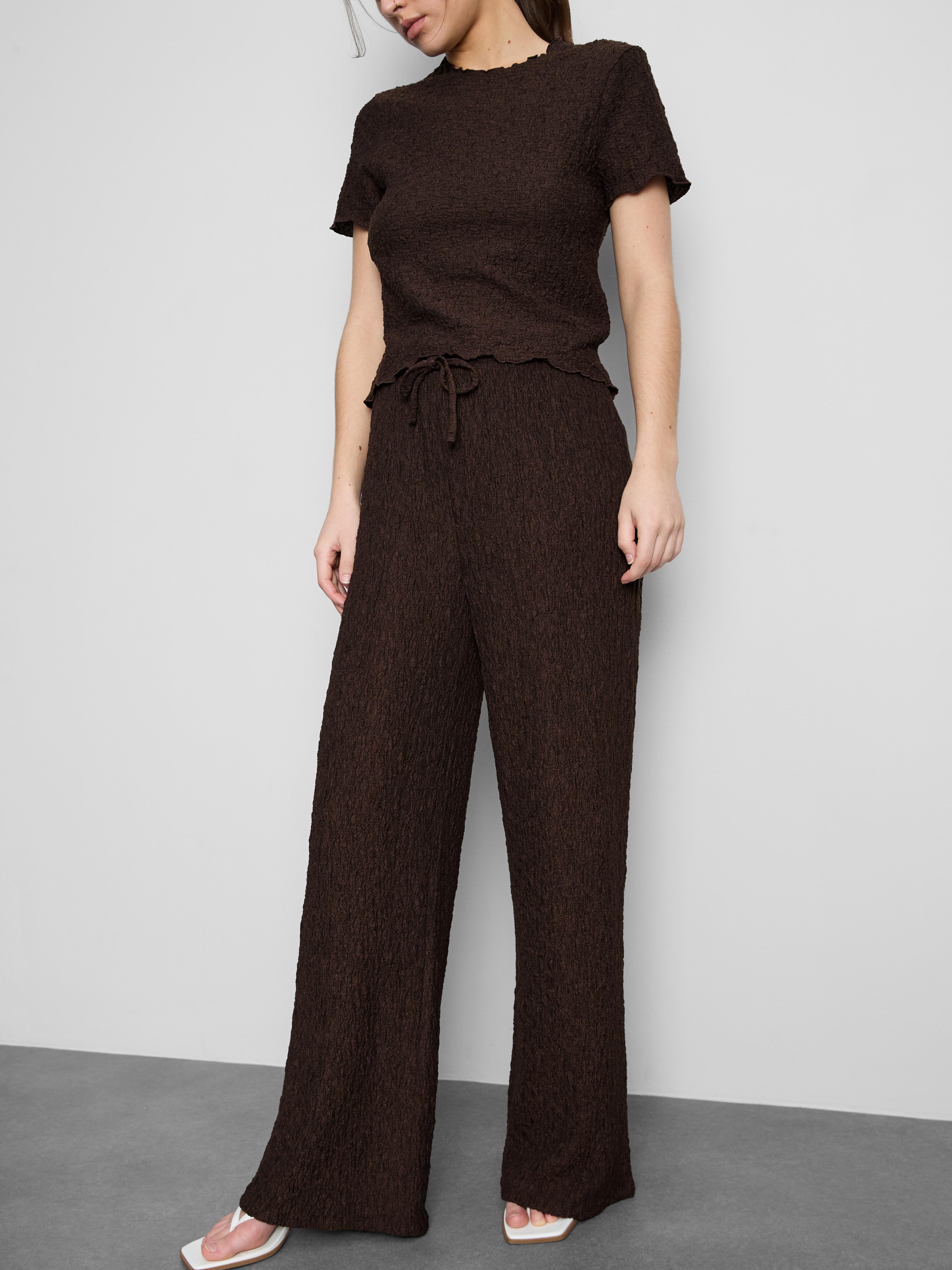 Crinkle Straight-Leg Drawstring Pants