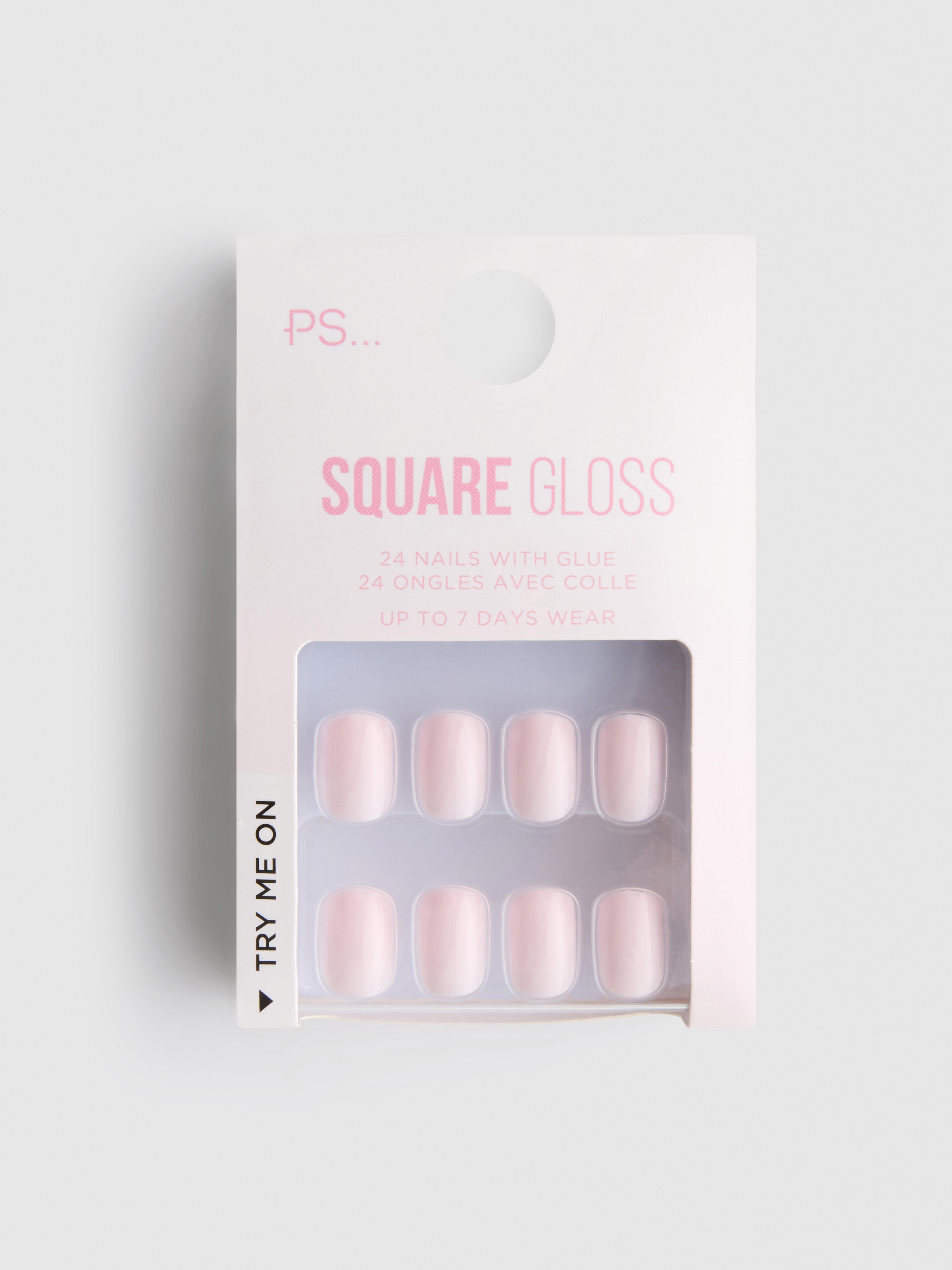 Kwadratowe błyszczące sztuczne paznokcie PS...