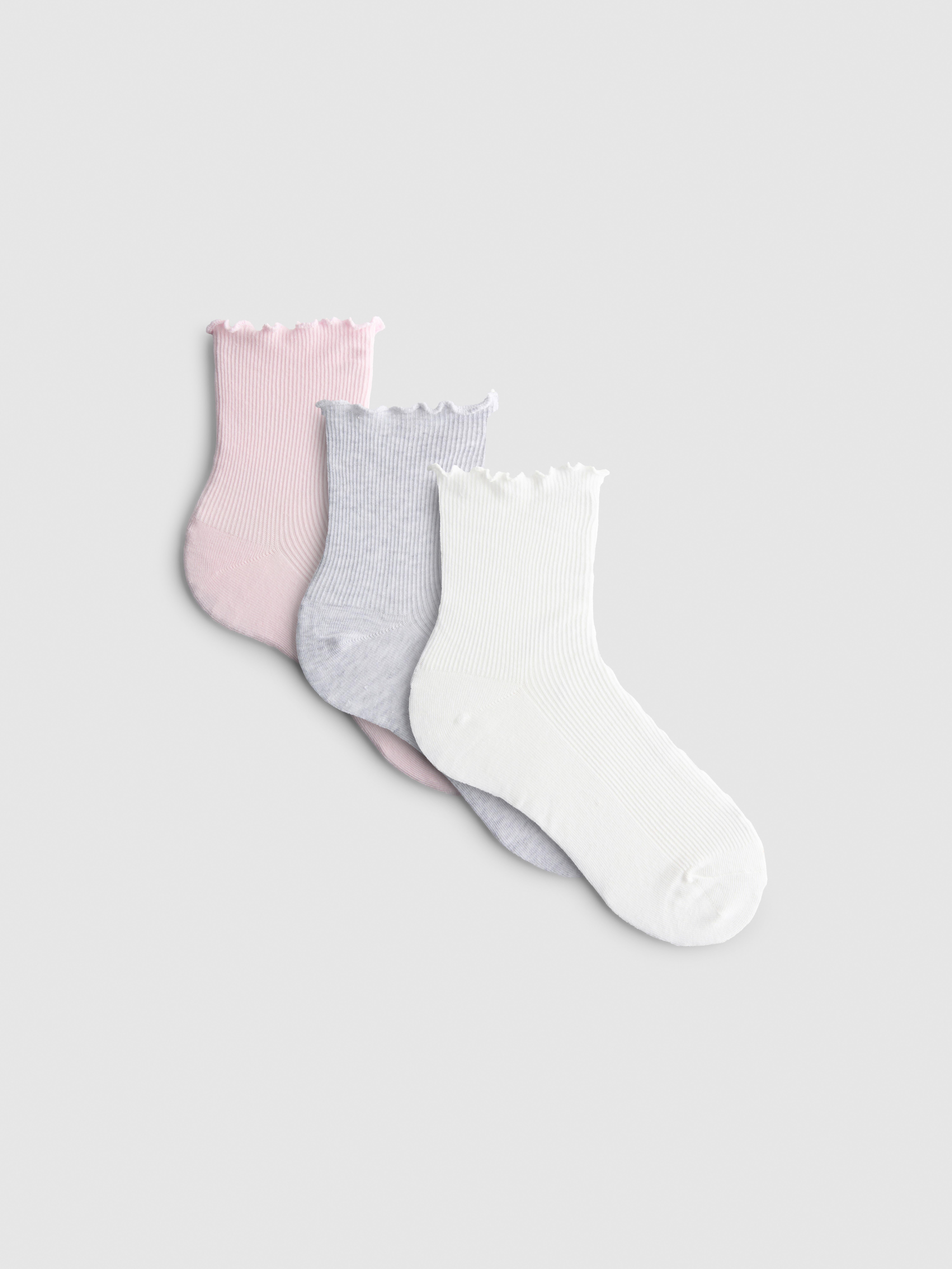 Enkelsokken met geschulpte boord, 3 paar