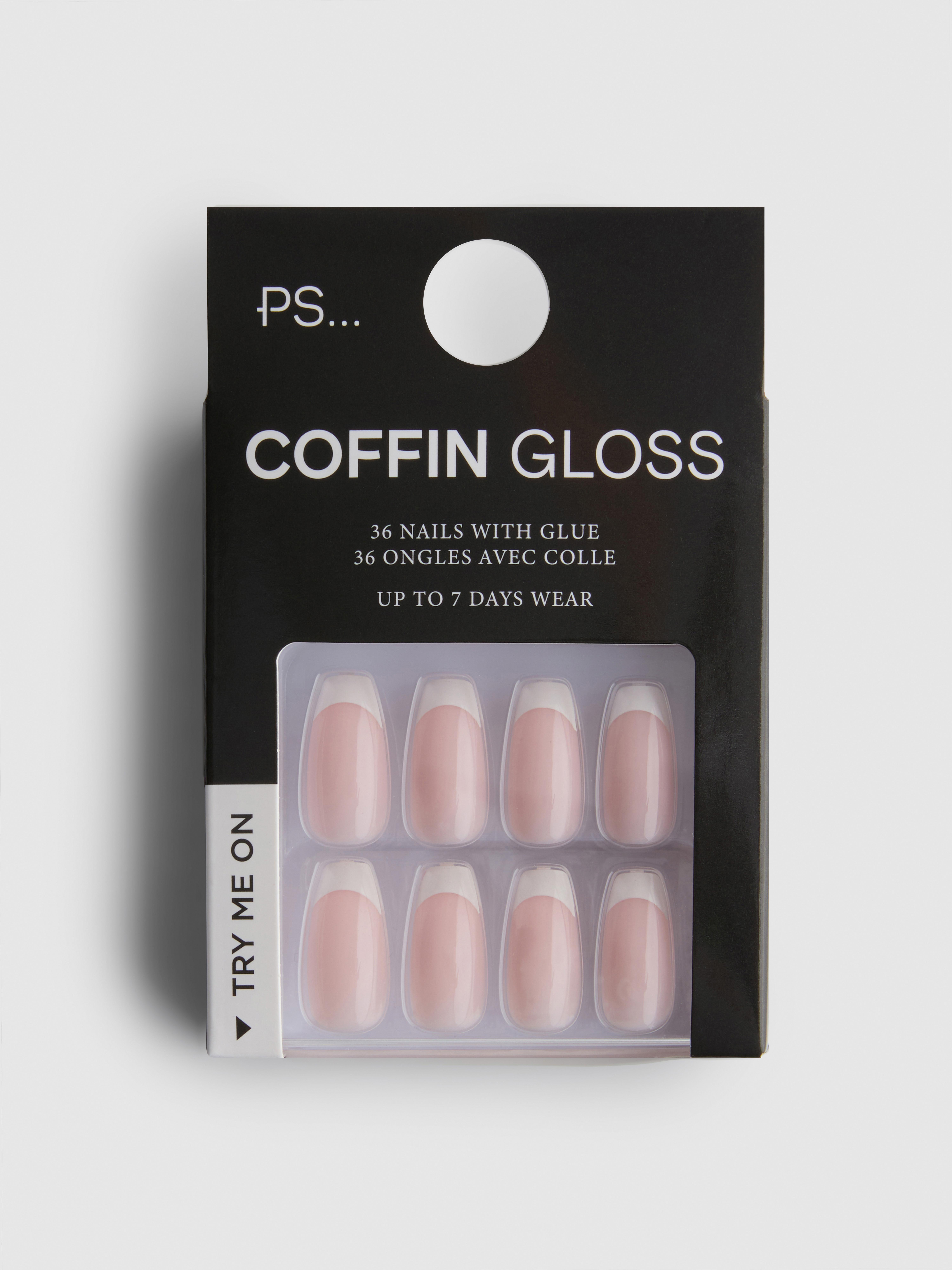 Faux ongles ballerine brillants French manucure PS...