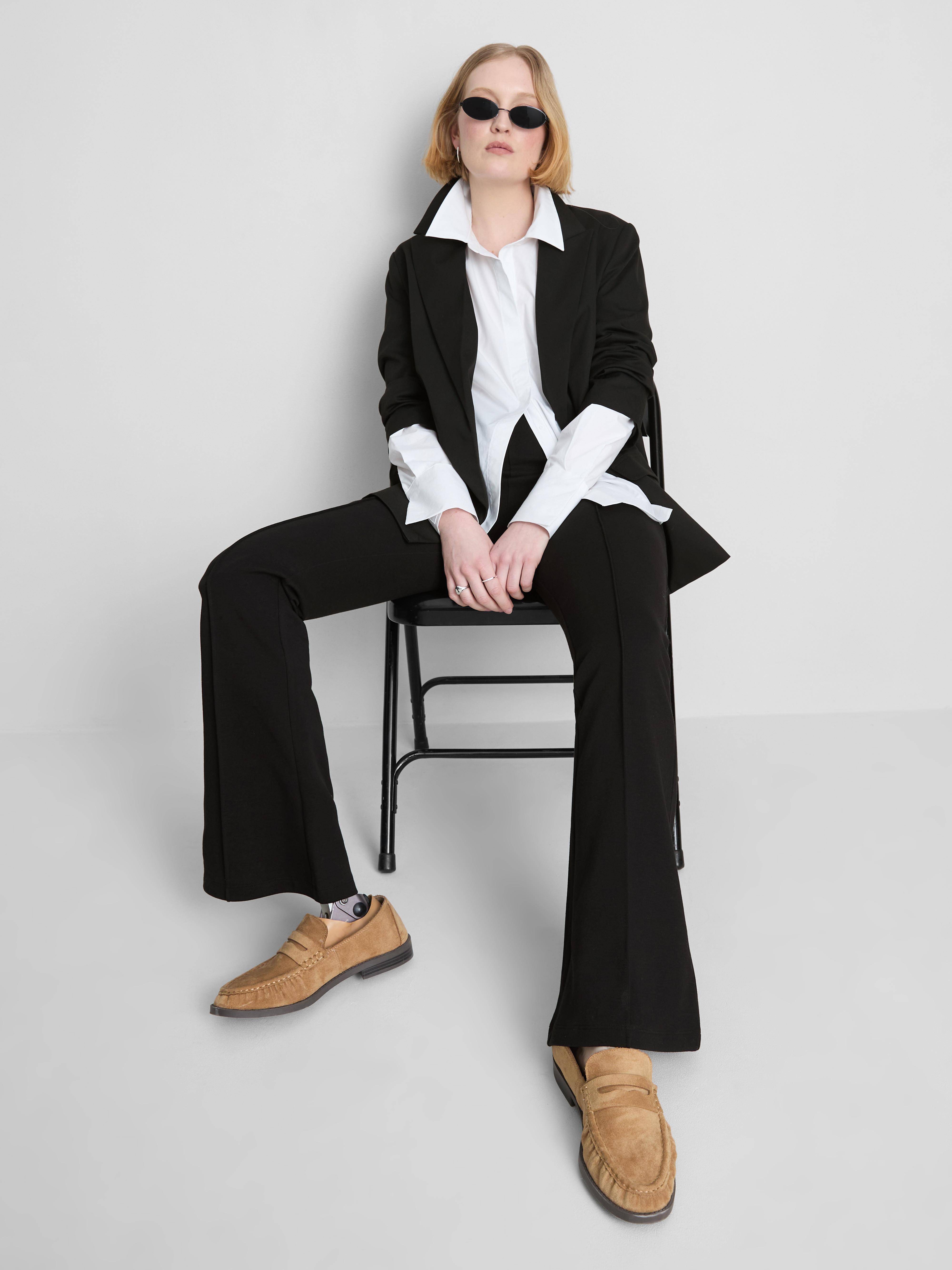 Cotton-Rich Pintuck Flared-Leg Joggers