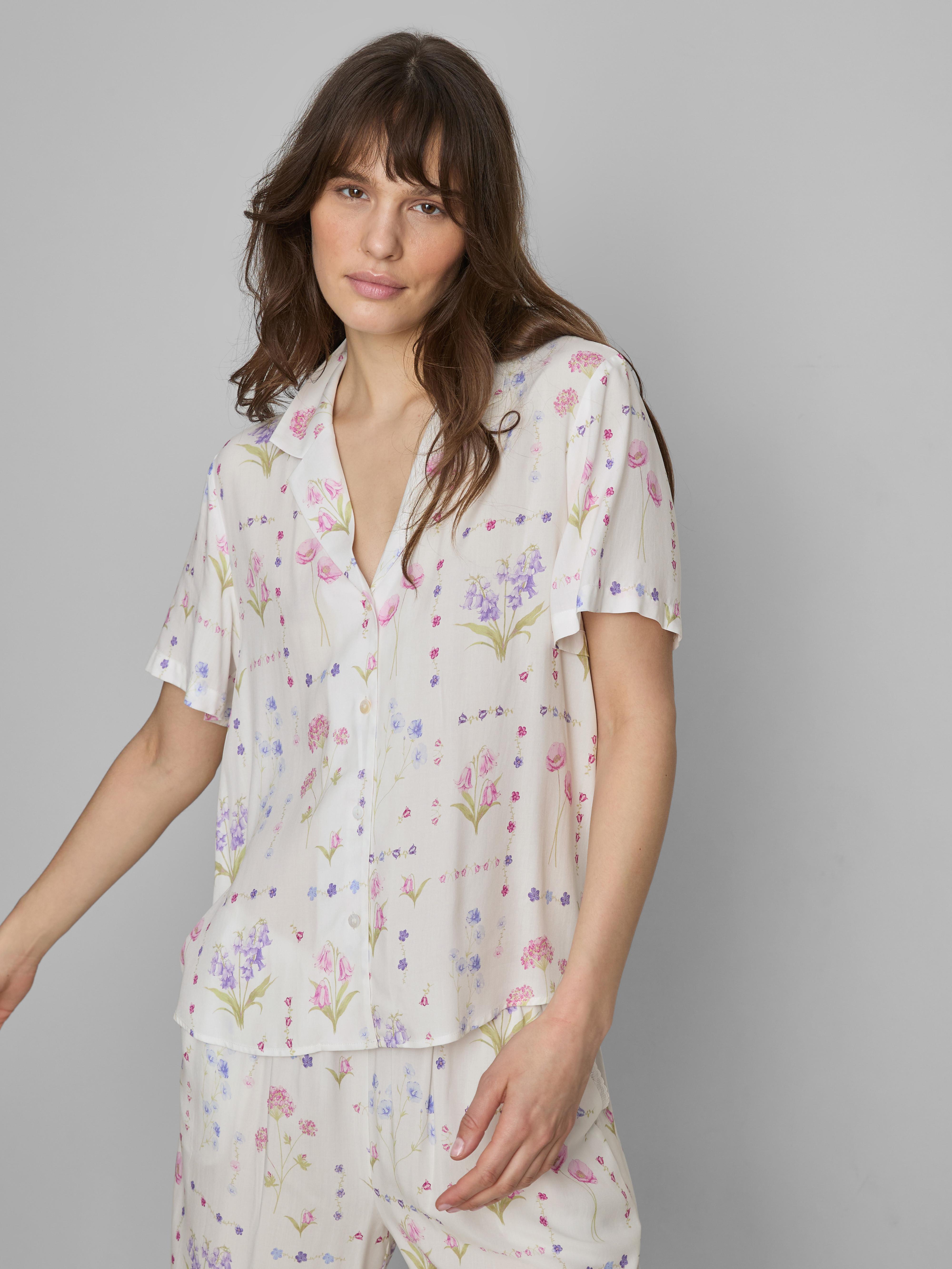 Chemise de pyjama à manches courtes et motif floral