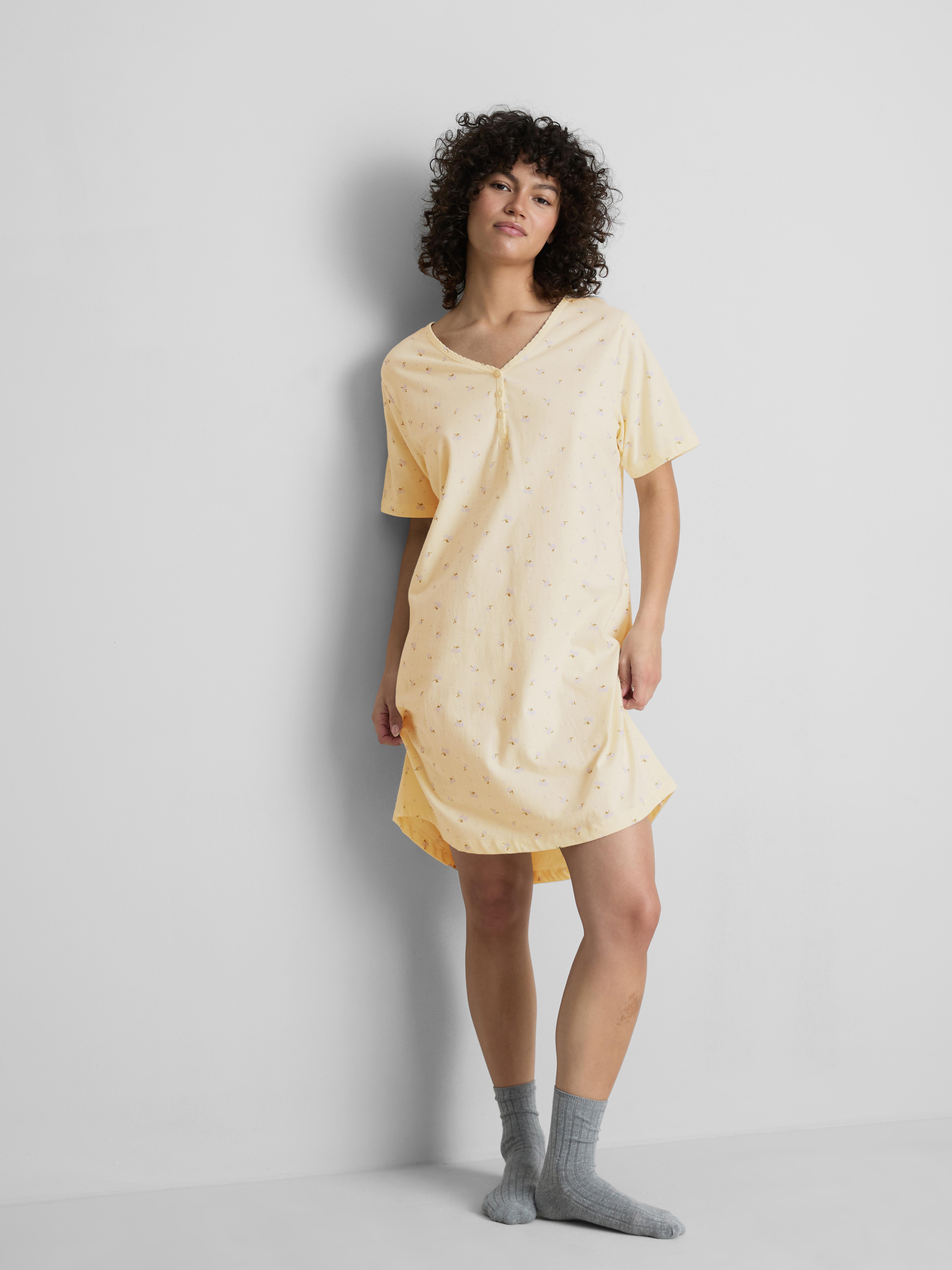 Camicia da notte in cotone con stampa