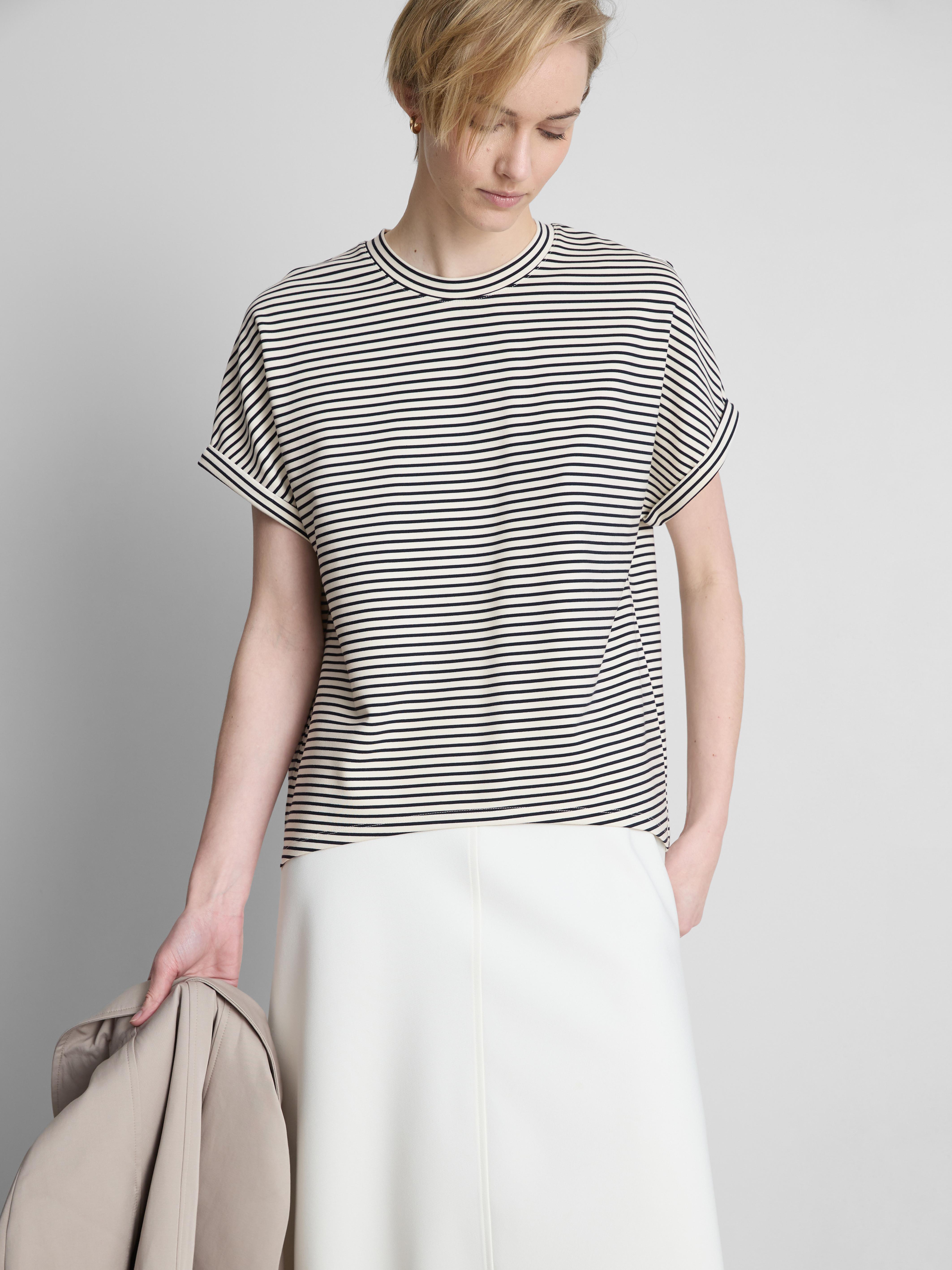 Tricou cu guler rotund și dungi The Edit