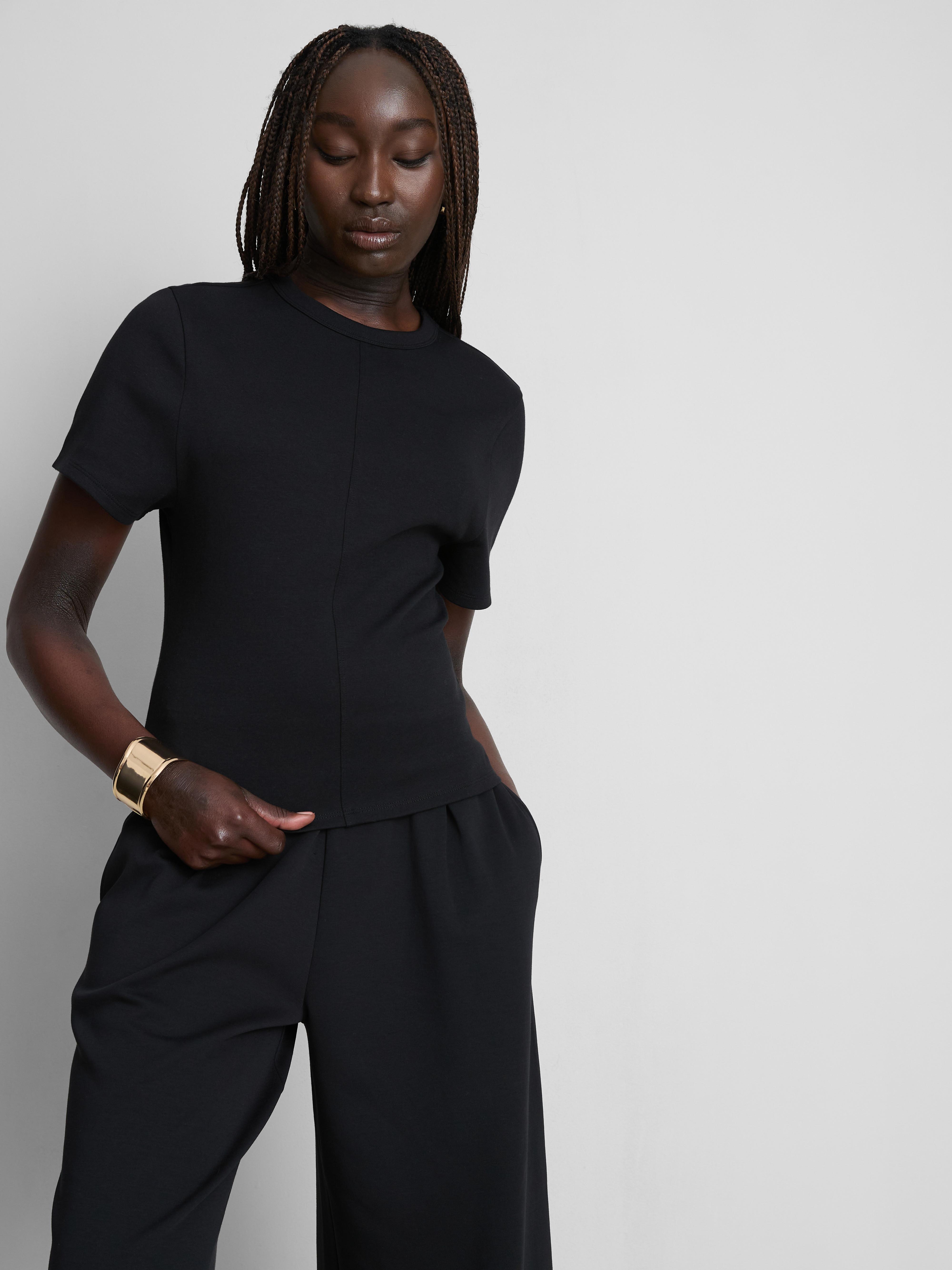 T-shirt droit en coton majoritaire à surpiqûres
