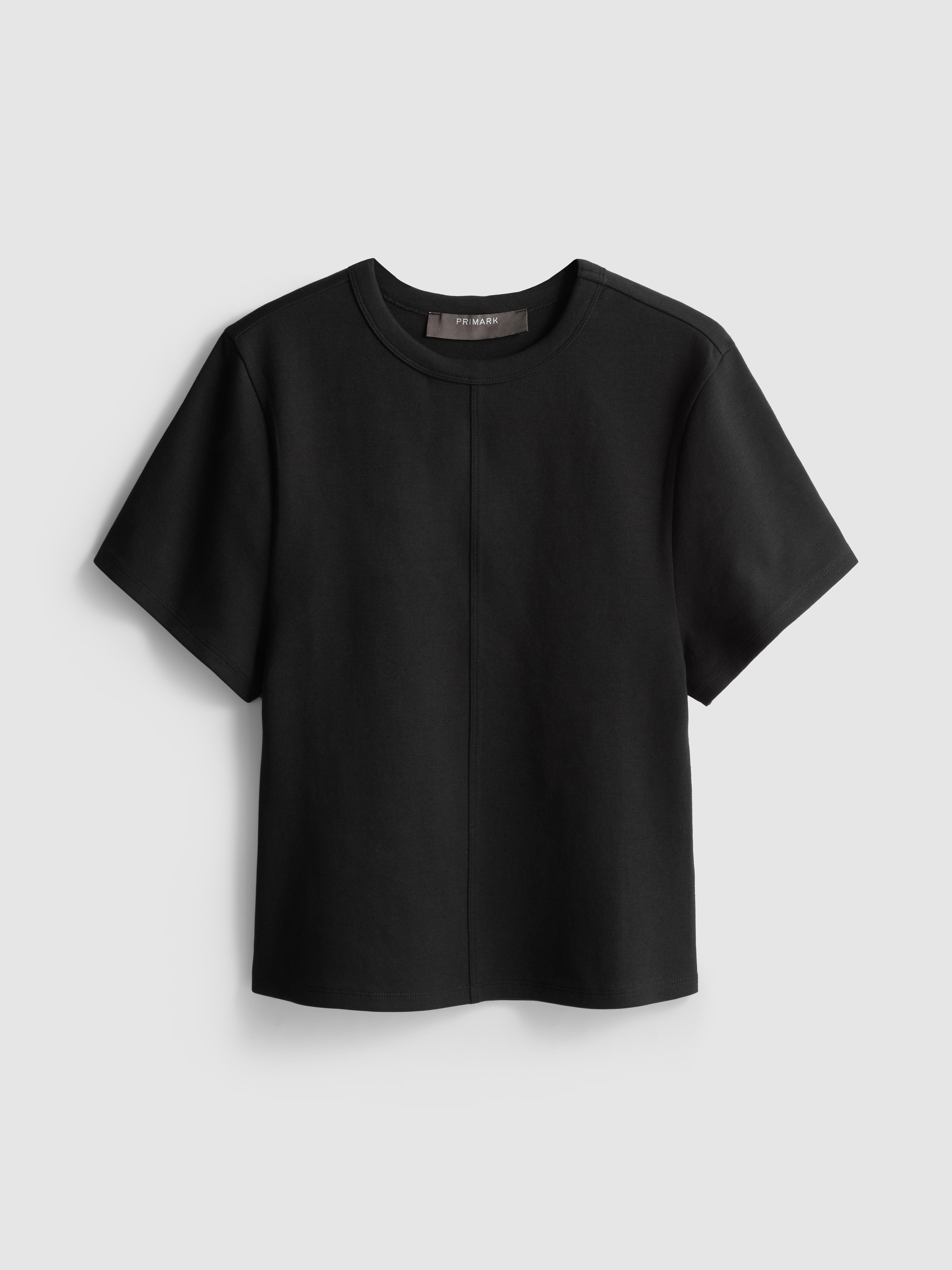 T-shirt droit en coton majoritaire à surpiqûres
