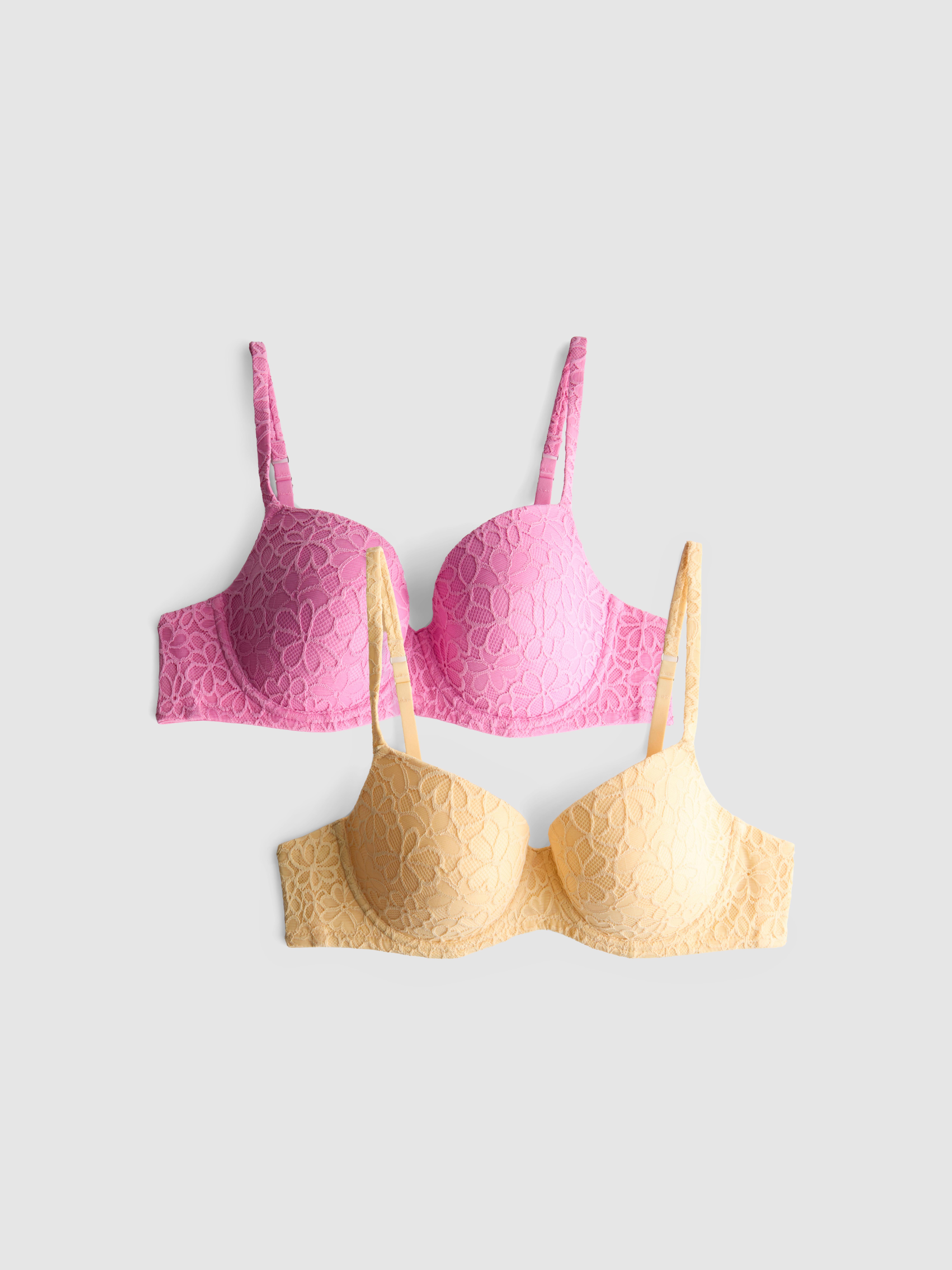 2pk A-D Flower Mesh T-Shirt Bras