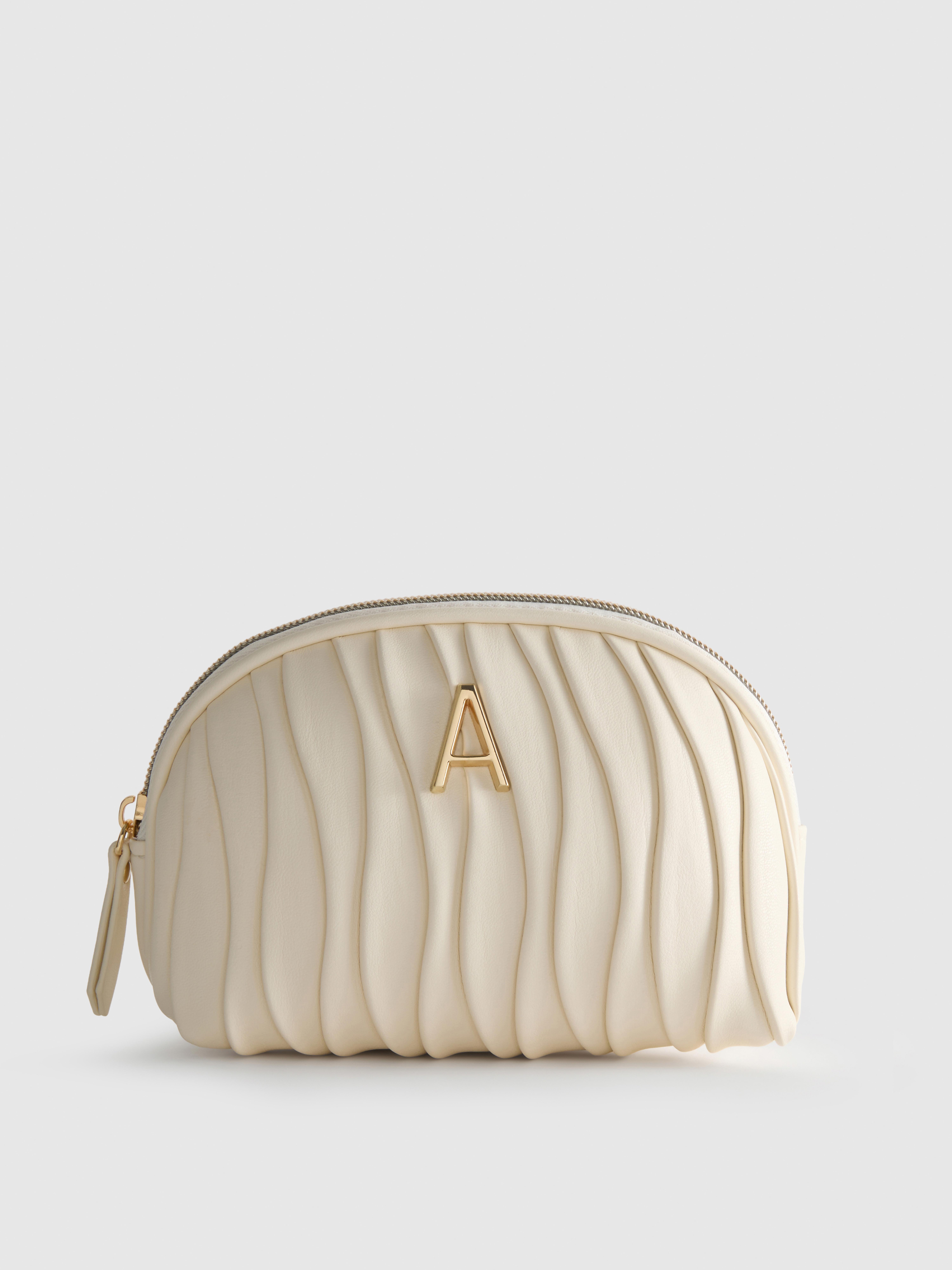 Bolsa de maquillaje de piel sintética con inicial