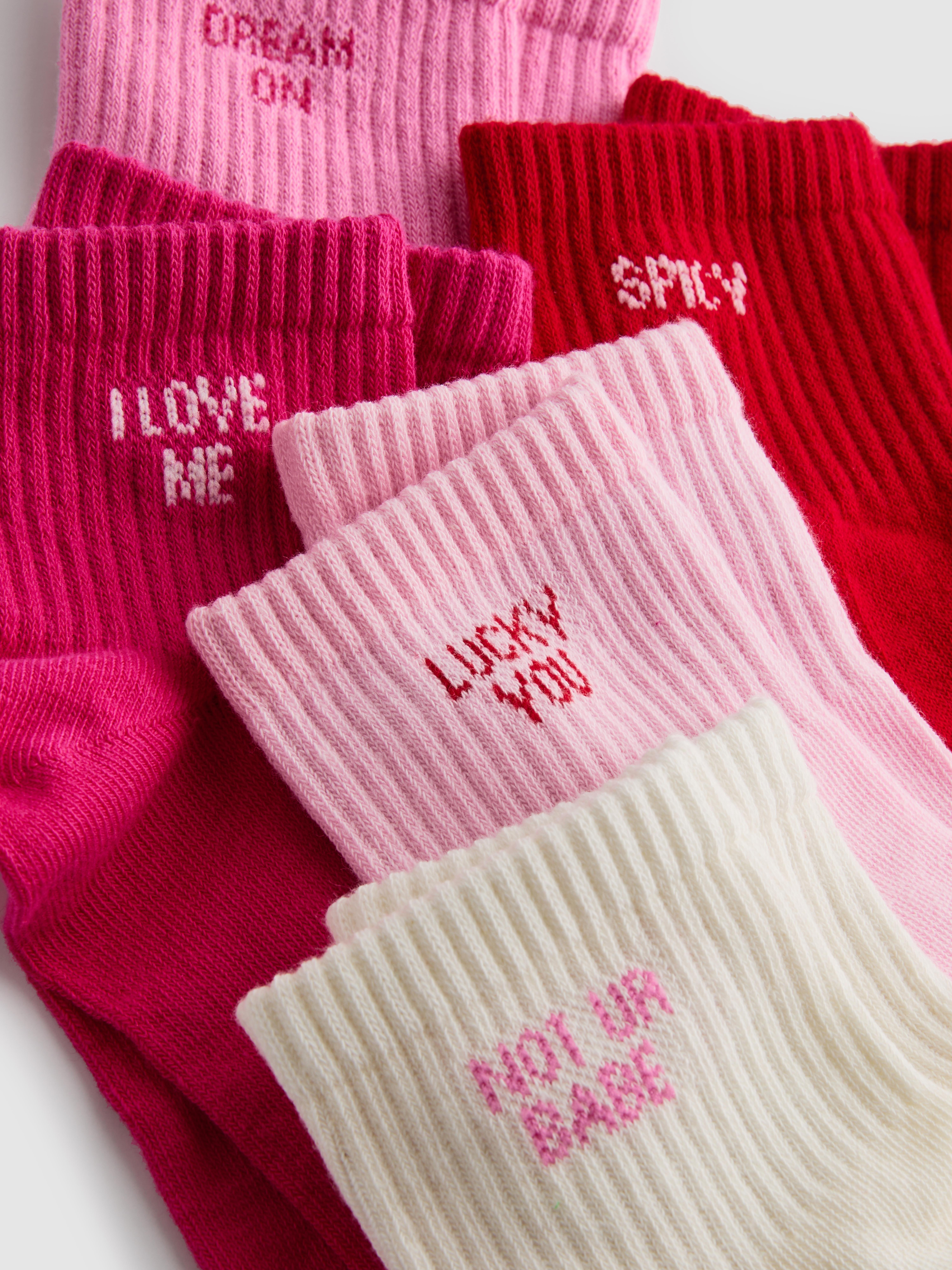 5pk Valentines Slogan Ankle Socks