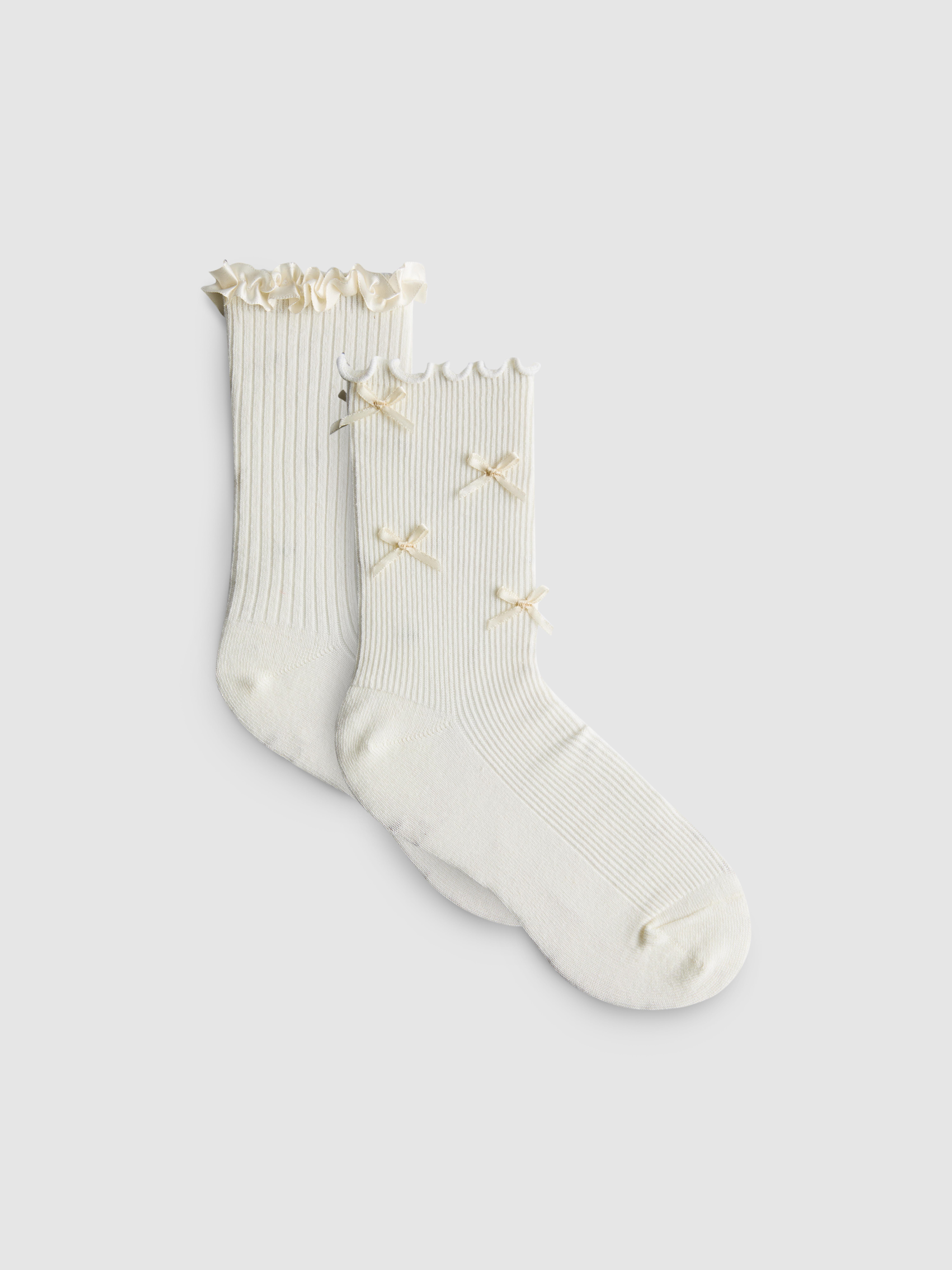 2pk Bridal Cotton-Rich Bow Crew Socks