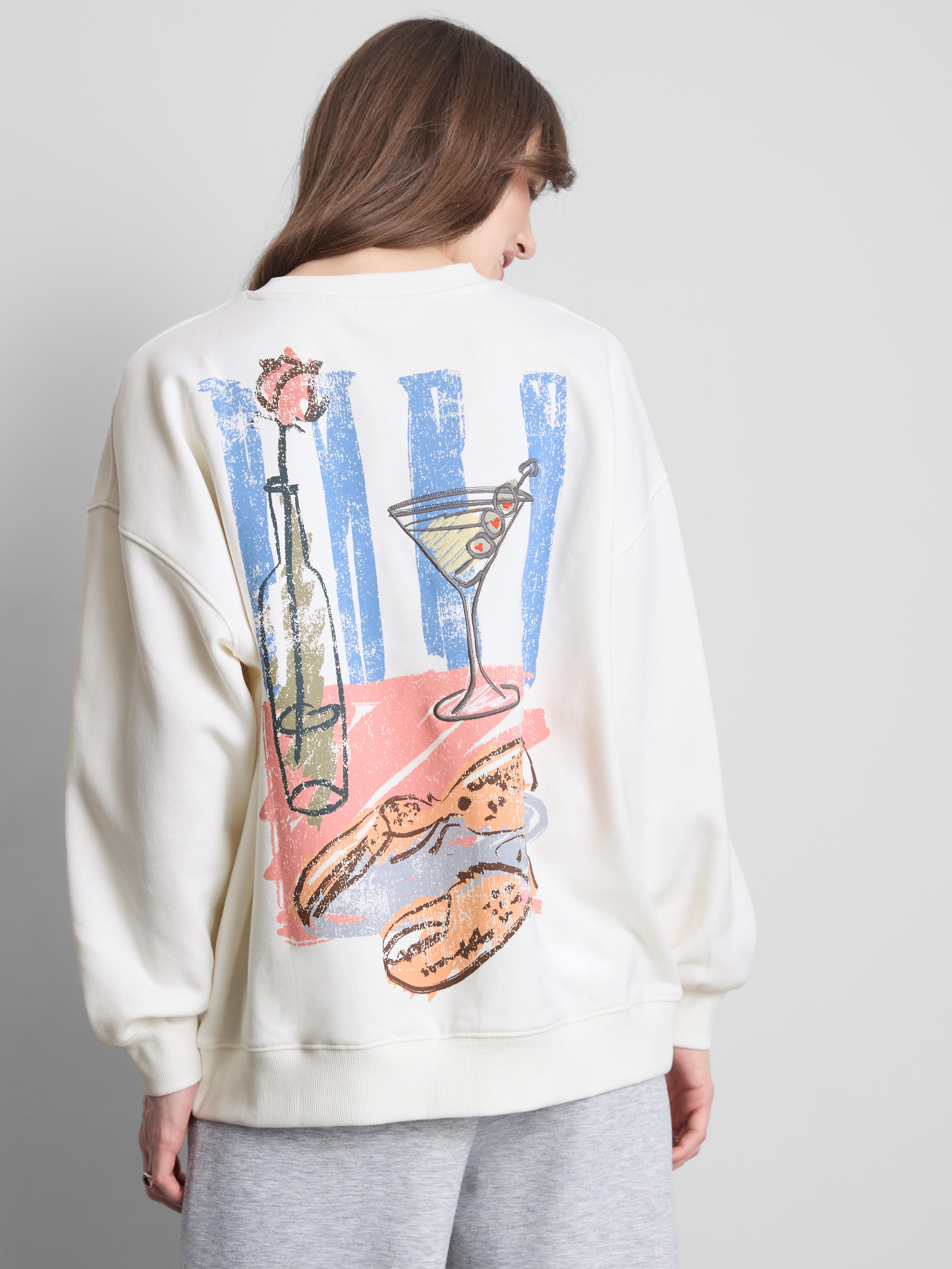 Cotton-Rich Graphic Martini Sweatshirt