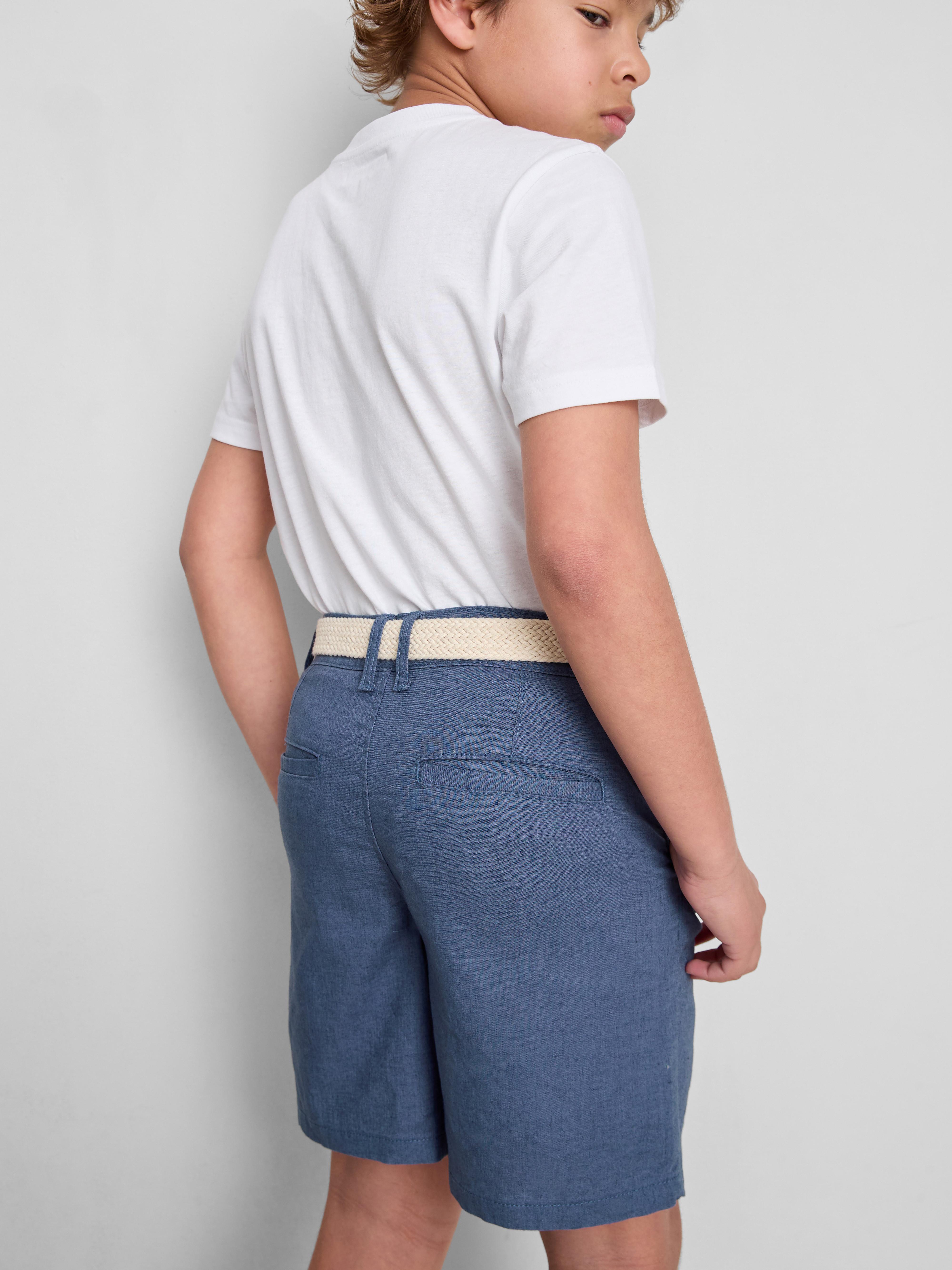 1.5-12yrs | The Edit Linen Blend Belted Chino Shorts