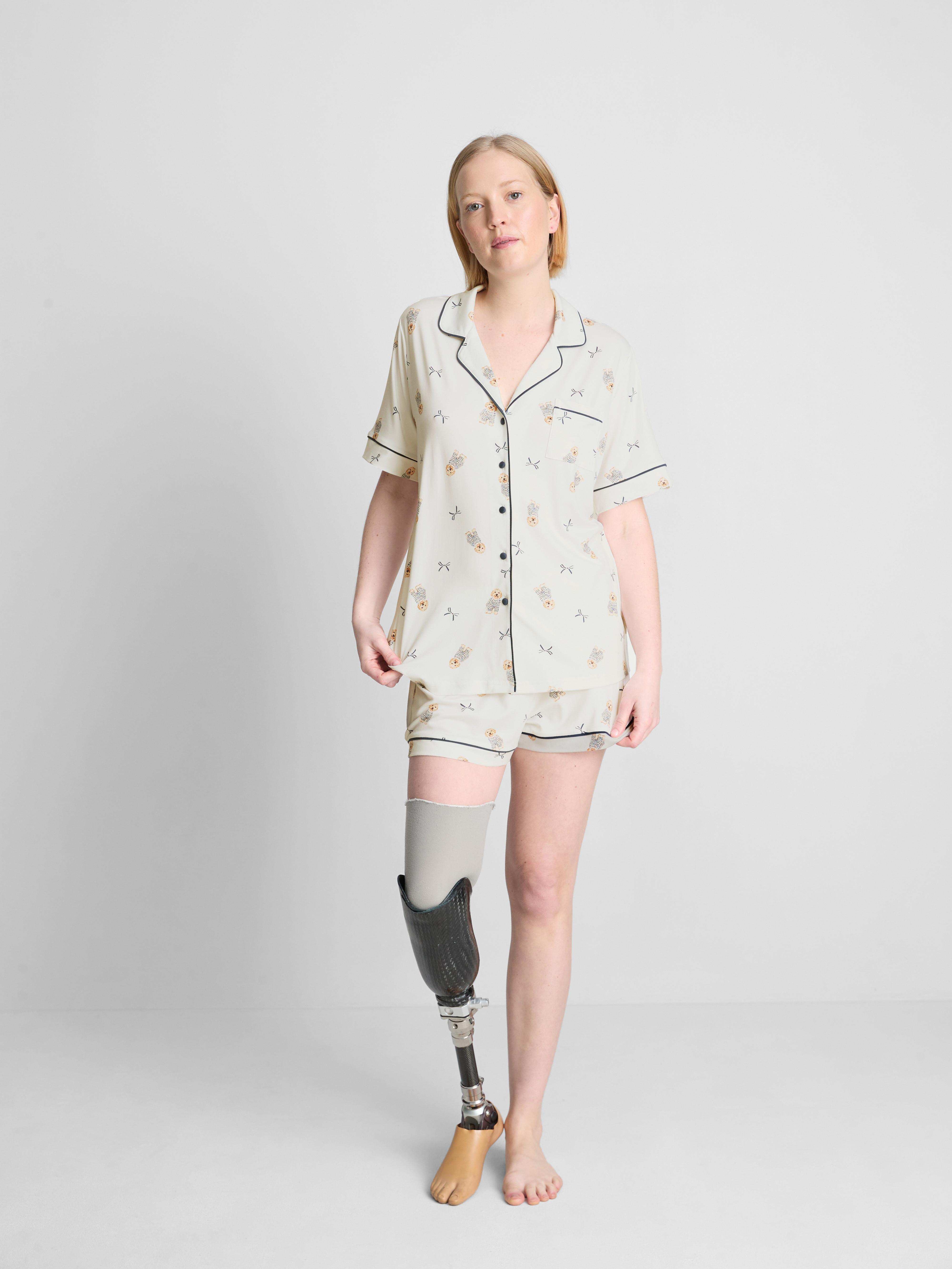 Pijamale scurte boyfriend cu imprimeu cu câini