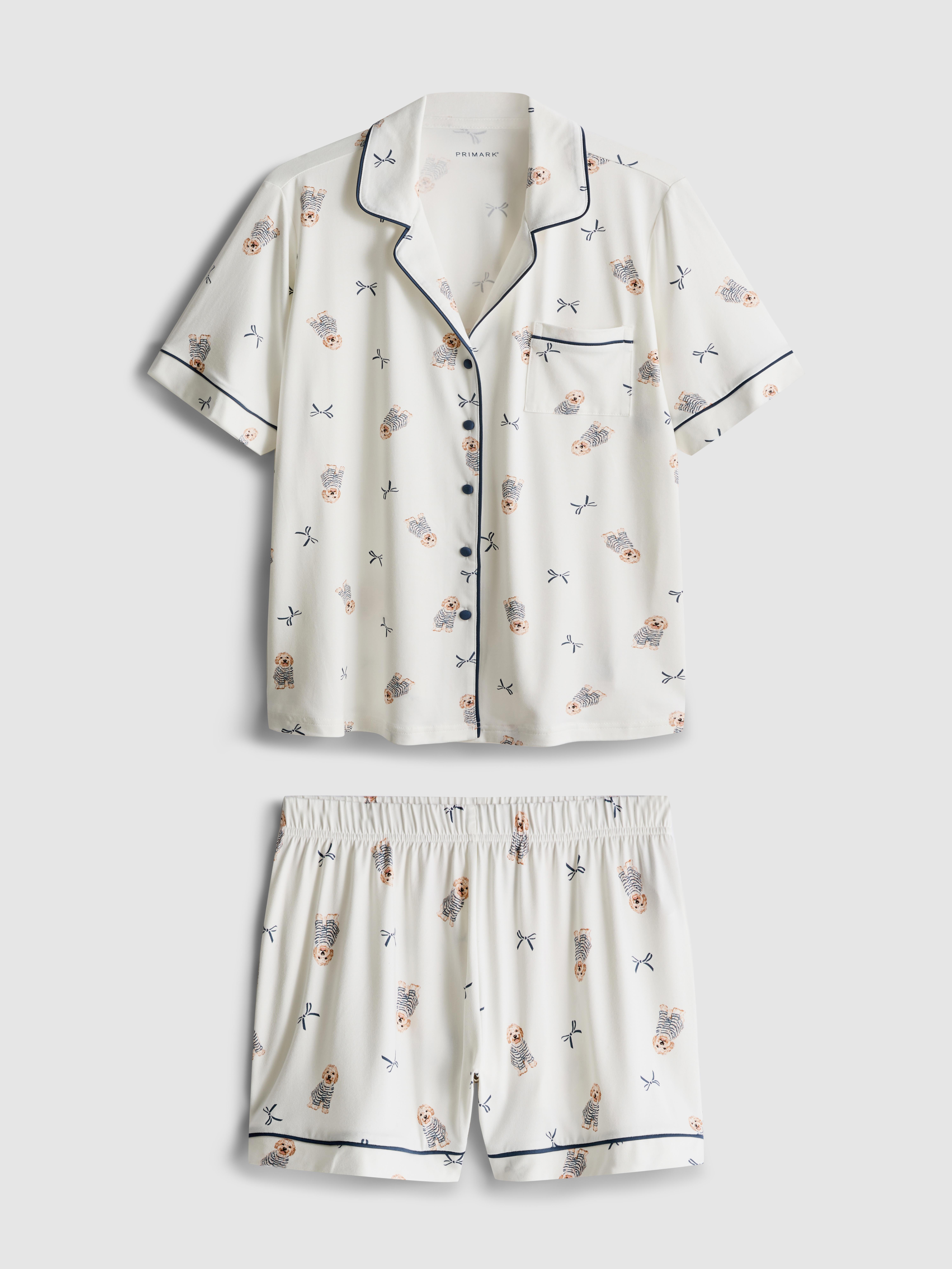 Dog Print Boyfriend Shorty Pyjamas