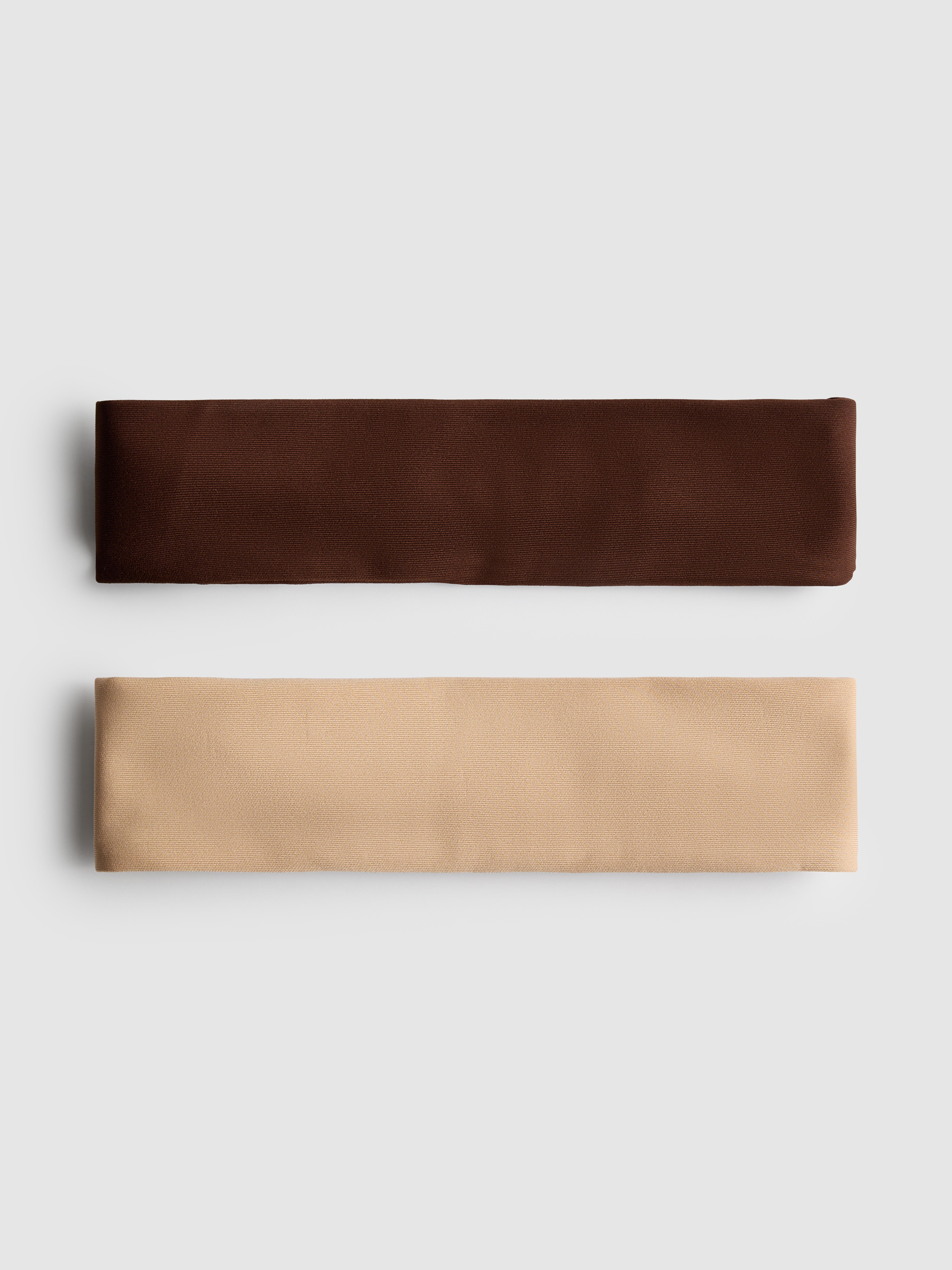 Women's Brown 2pk Ruched Flat Headbands