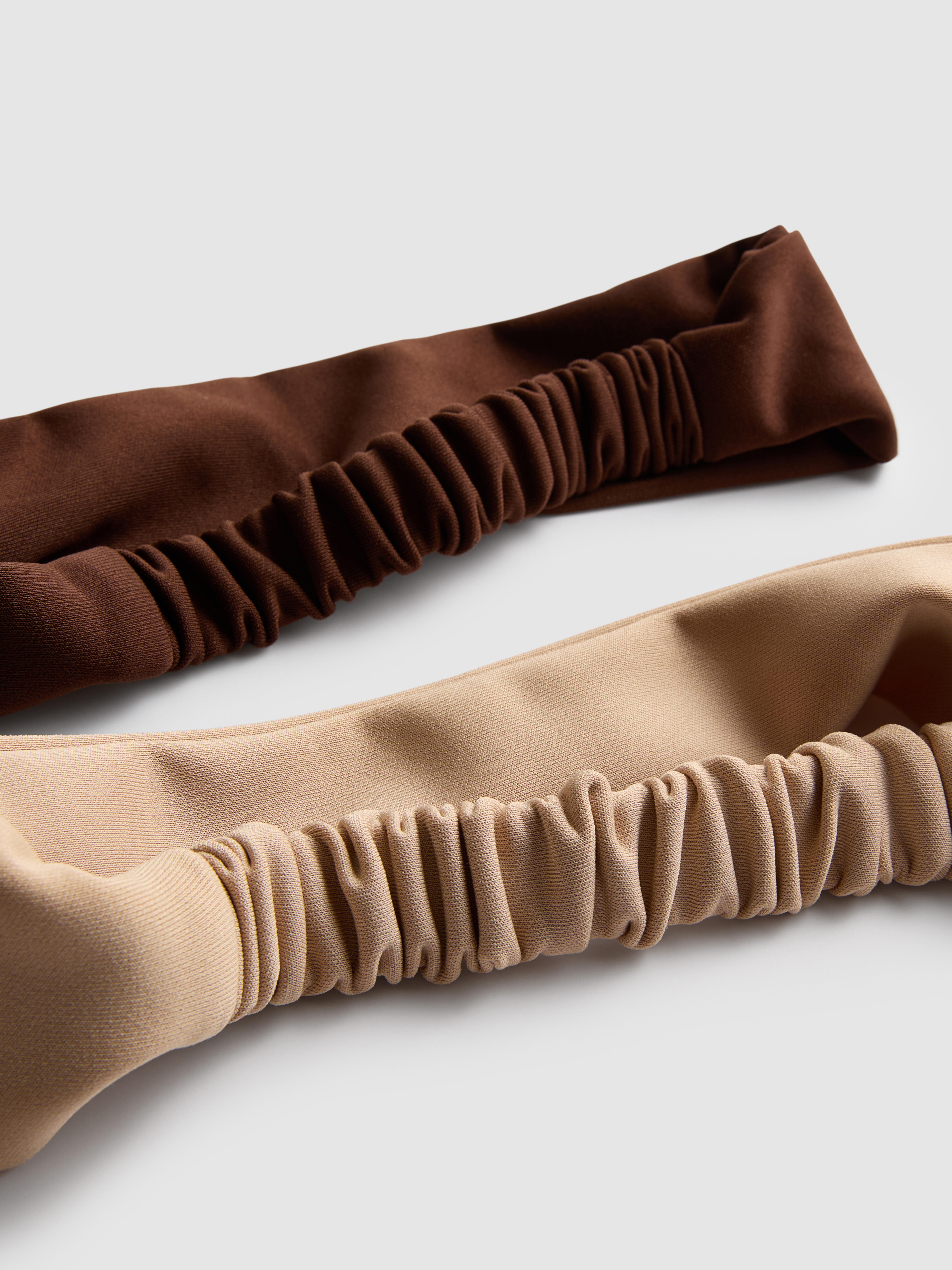 Women's Brown 2pk Ruched Flat Headbands