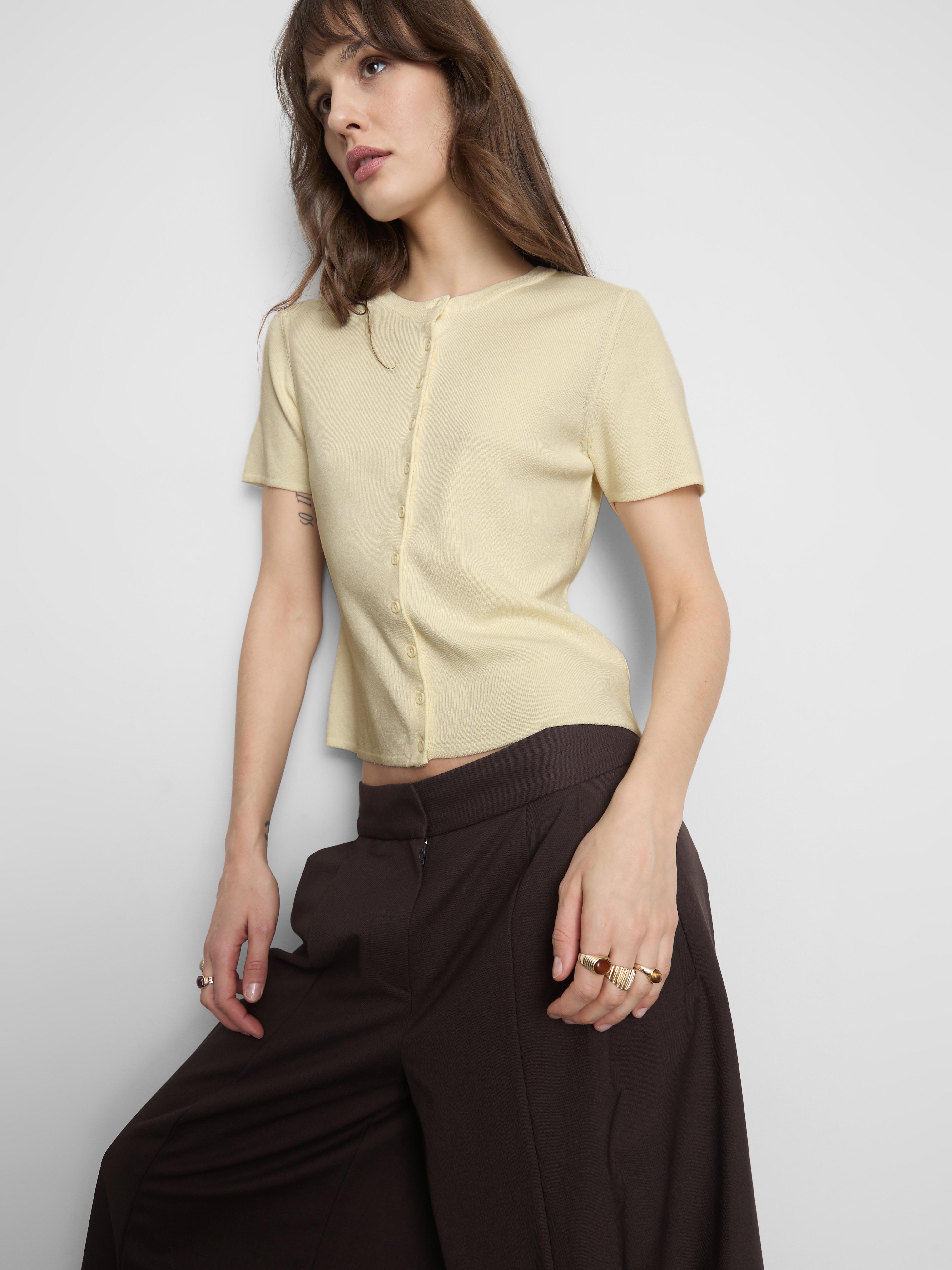 Women's Ivory Short Sleeve Cardigan