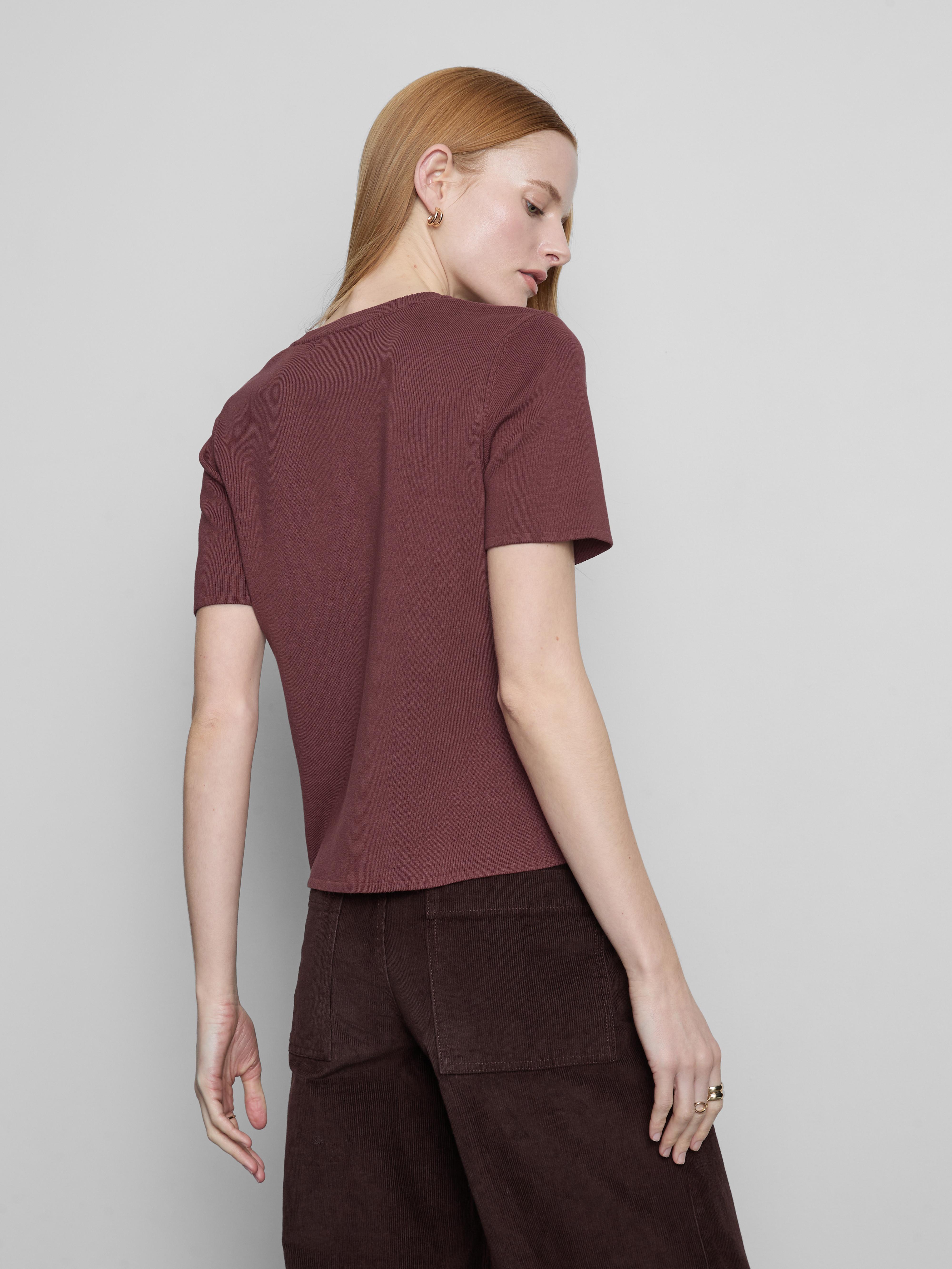 Women's Maroon Short Sleeve Cardigan