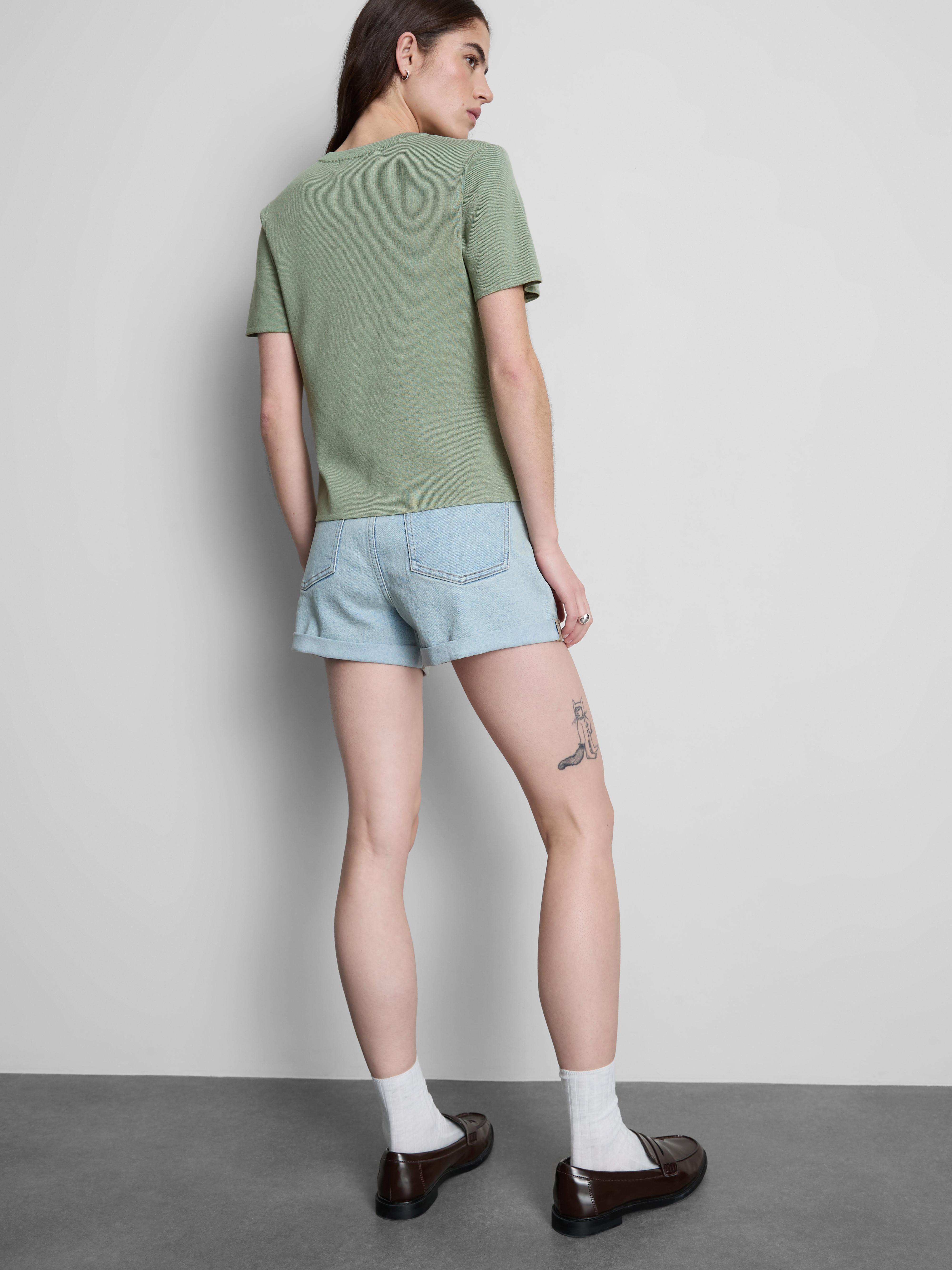 Women's Green Short Sleeve Cardigan