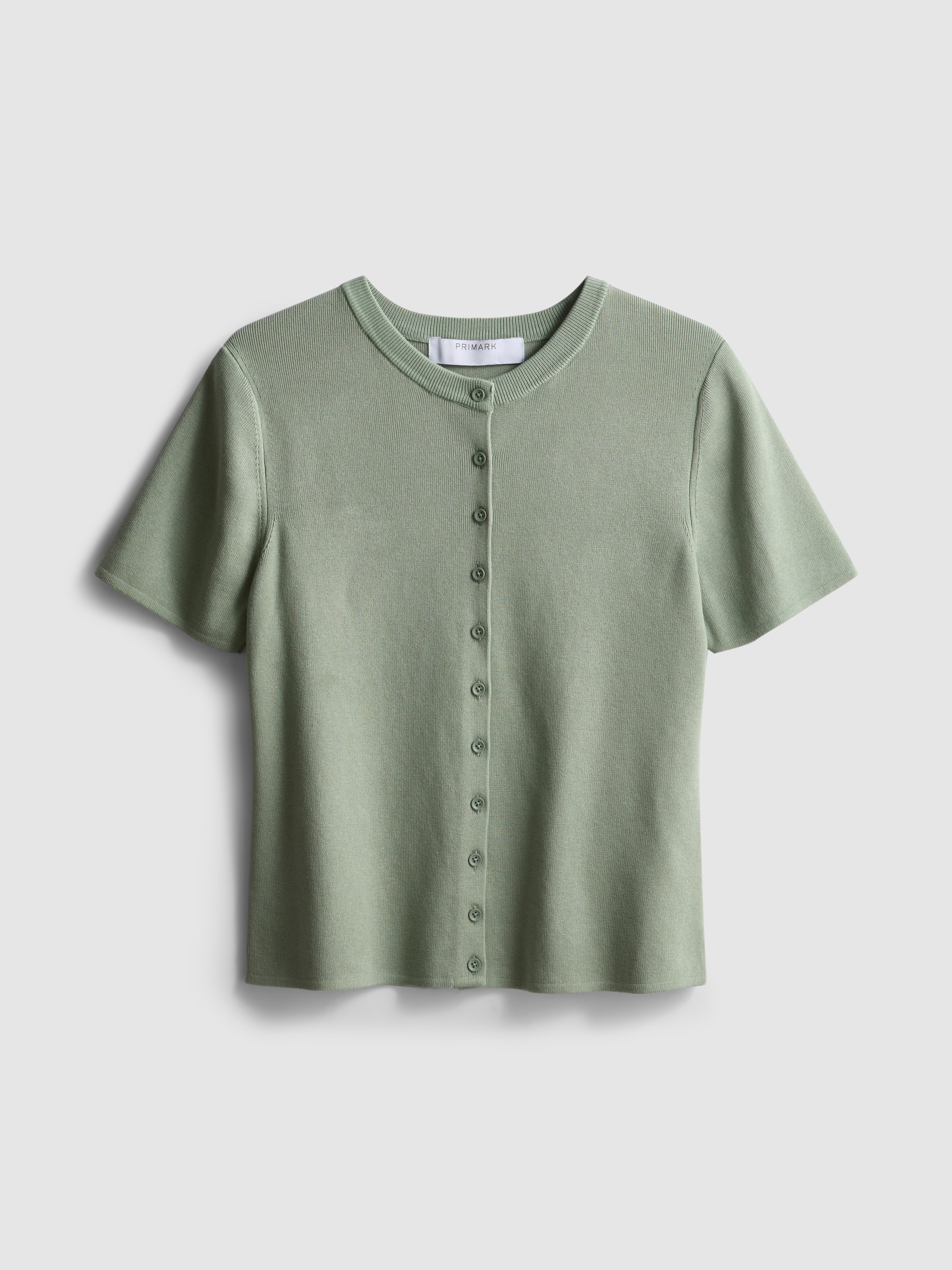 Women's Green Short Sleeve Cardigan